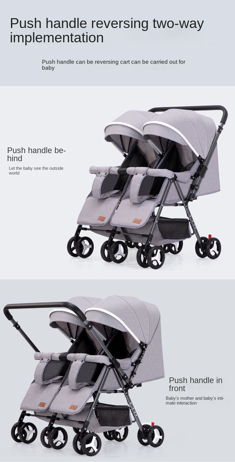 Twin Lightweight Travel Stroller Double Shock Absorbing Stroller Folding Stroller Newborn Baby Two-Way Swivel Seat Baby Stroller