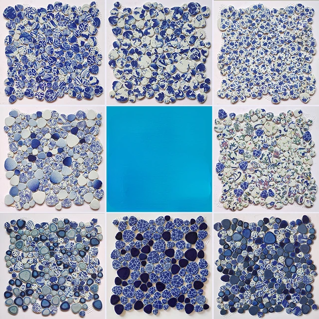 Tessere di mosaico in ceramica irregolare da 200g tessere di mosaico in gres  porcellanato blu e bianco mosaico fai da te per la decorazione della parete  di arti Hobby artigianali