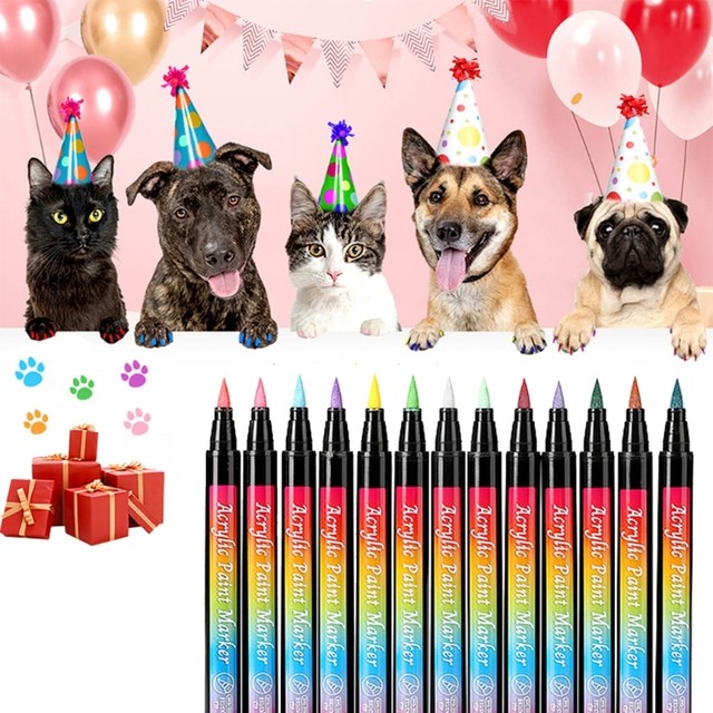 12Colors Washable Pet Coloring Marker Pen for Dog Cat Art Pen