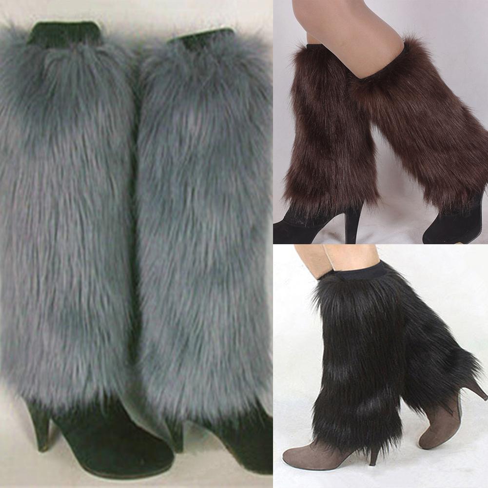 Description Picture 4 of itemWinter Women's Warm Fashionable Faux Fur Leg Warmers Solid Color Long Leg Warm Boot Socks Girls Lolita Punk Boot Covers