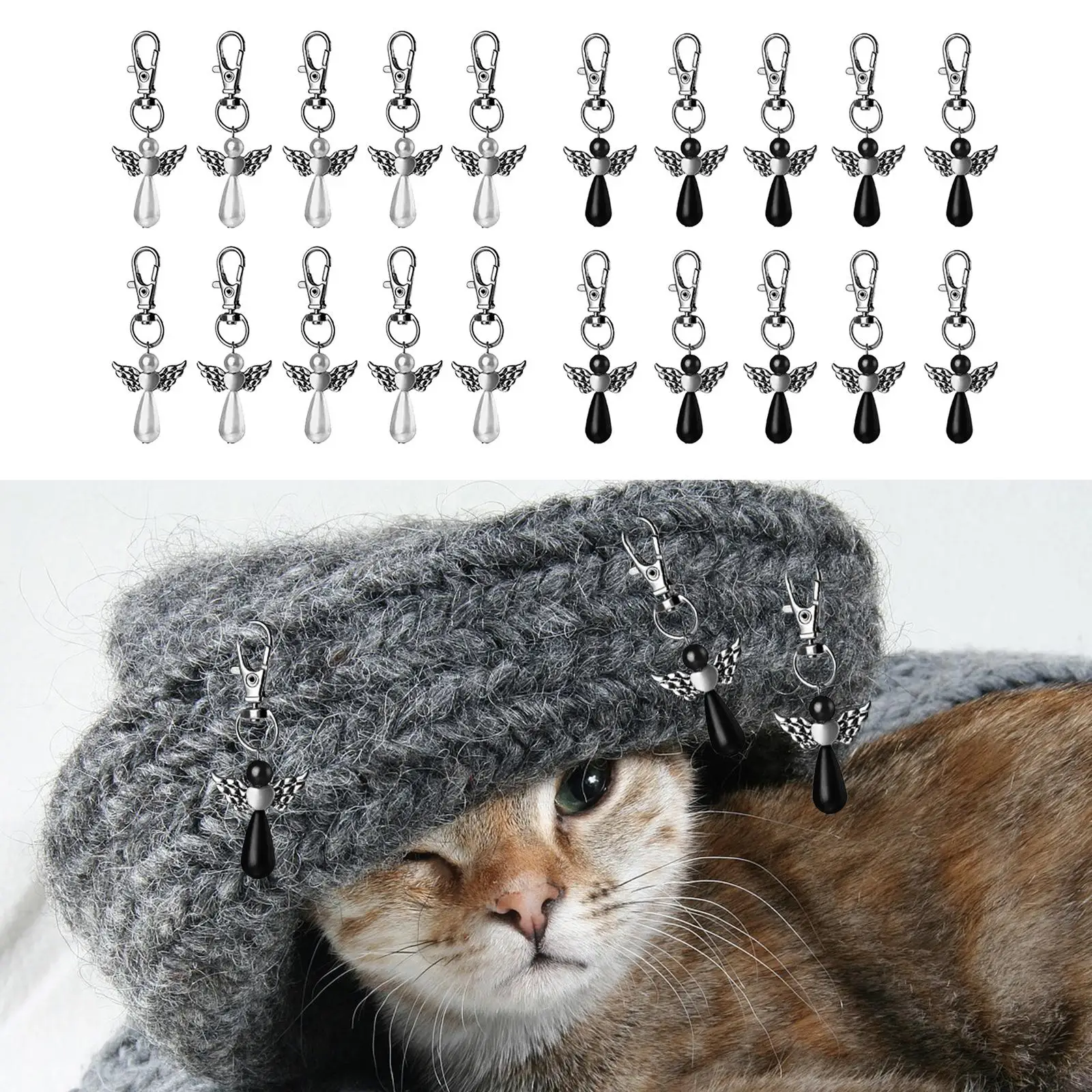 10 Pcs Angel Keychain Knitting Markers in The of , 10 Pcs Keys Chain Pendant Pendant Bracelet Jewelry
