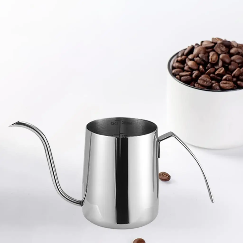 Stainless Steel Coffee Kettle Drip Pot Gooseneck Coffee Dripper Tea Pot Thin Mouth with Scale for Coffee Lover