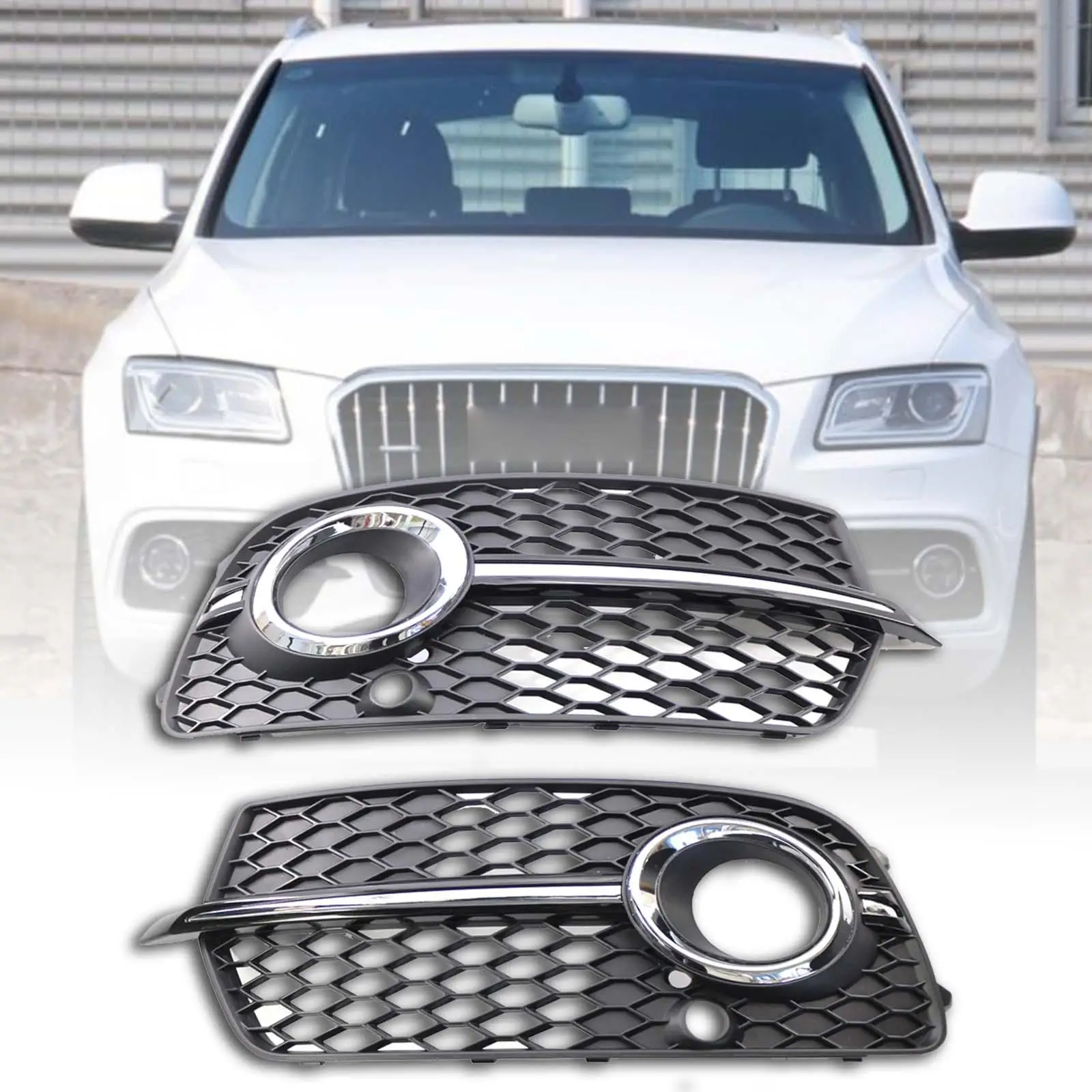 Front Lower Bumper Grilles Right Left Sides Fog Light Grill for Audi Q5 Spare Parts