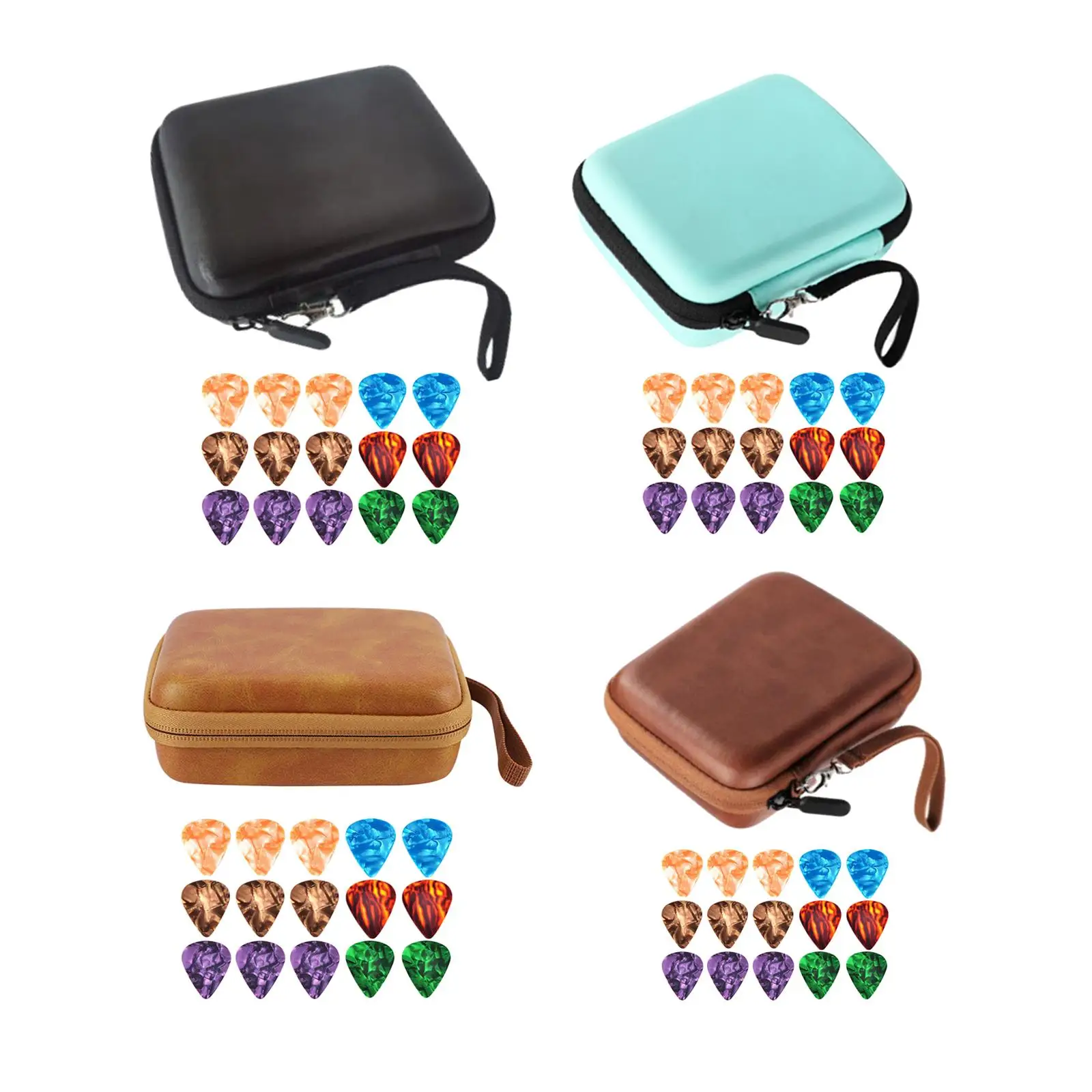 Leather Guitar Picks Holder Case Storage Pouch Box for Acoustic Strings