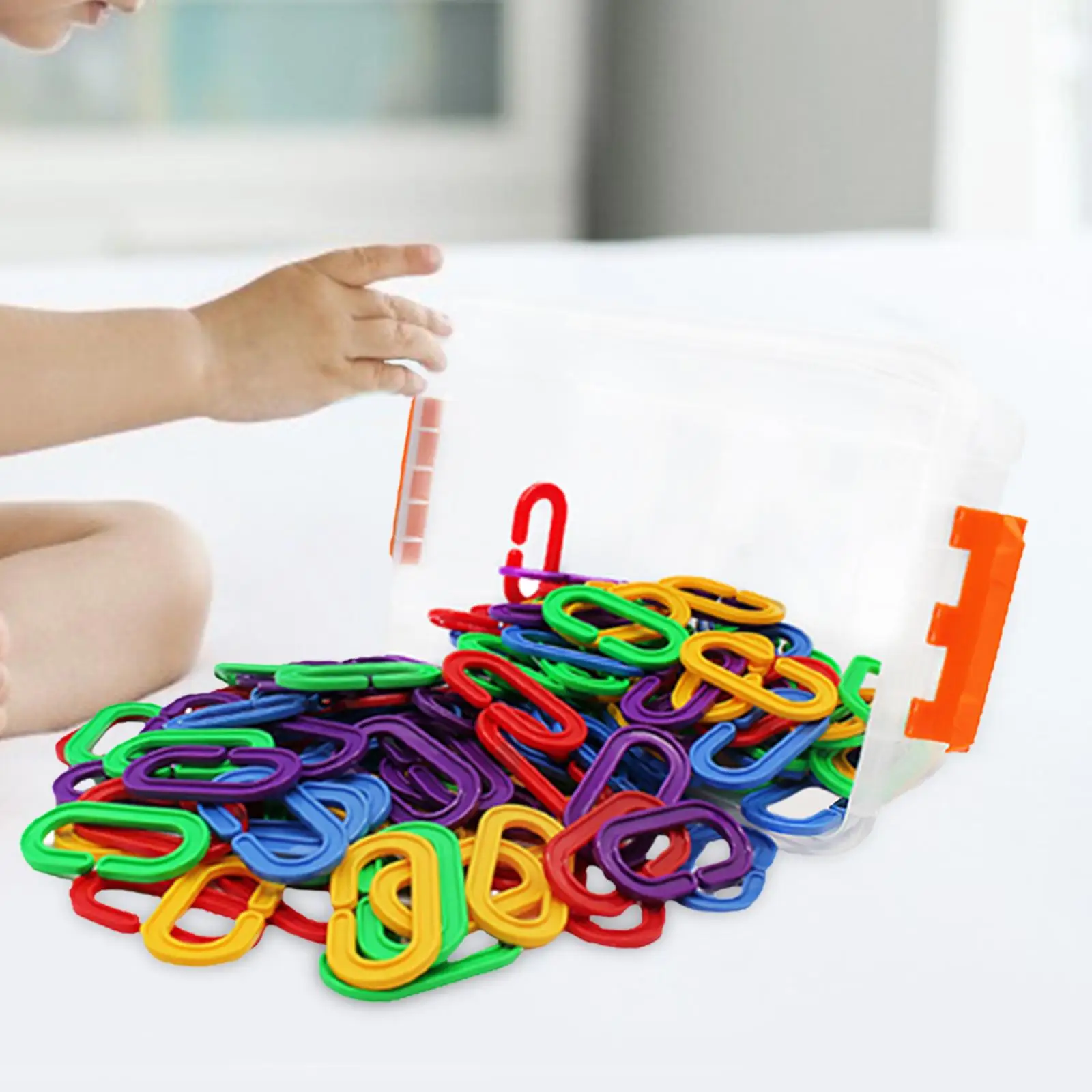 150Pcs C Hook DIY Toys Counting and Sorting Educational Sensory Toys Chain Links for Playroom Preschool Kids