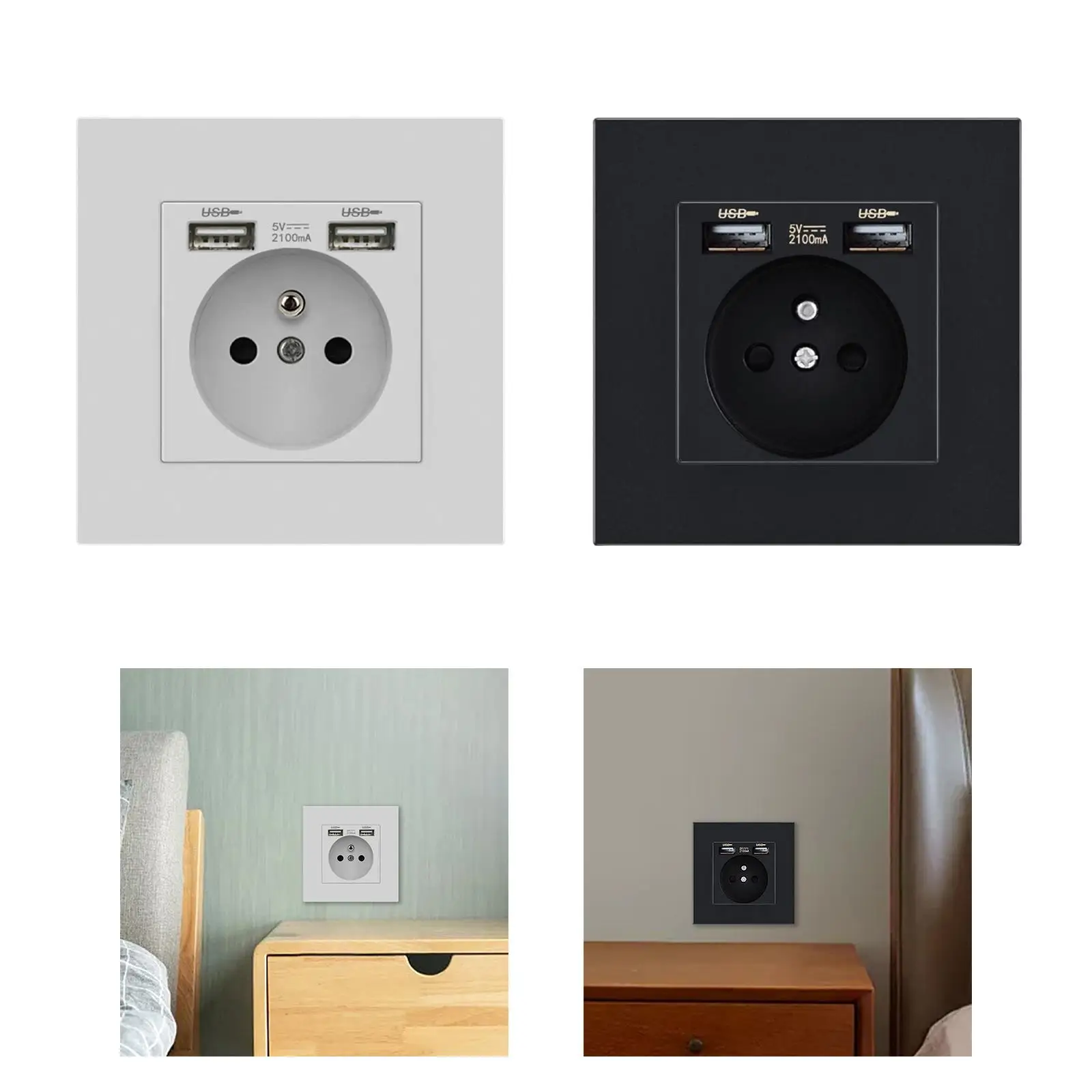 Power Socket with USB Charging Port Socket Electrical Socket for Home Office Household Appliances