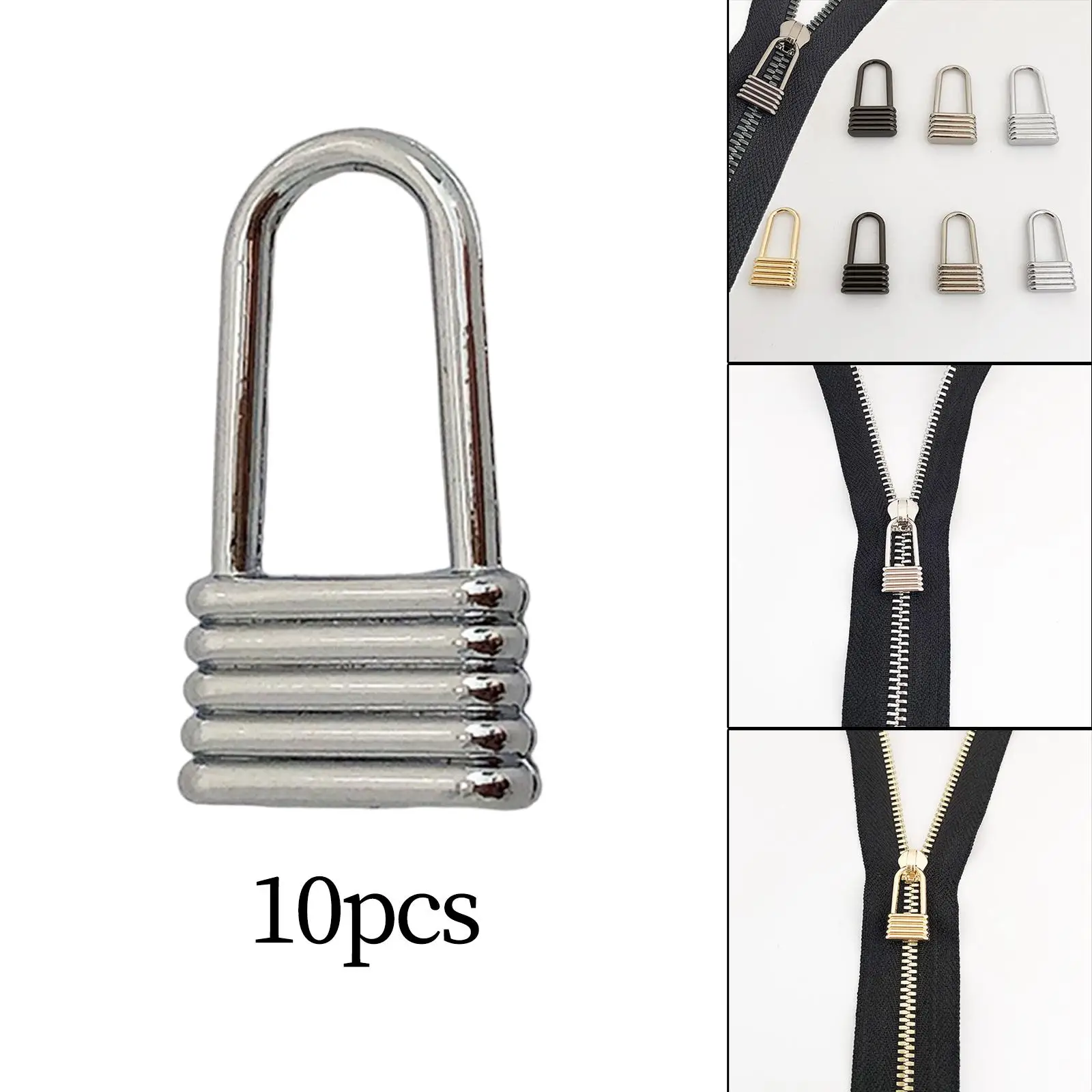 10Pcs Zinc Alloy Zipper Heads Pull Tab Zip Tags Replacement Sewing Mend Handle Zipper Pulls for Jacket Skirt Backpack Bags Coat