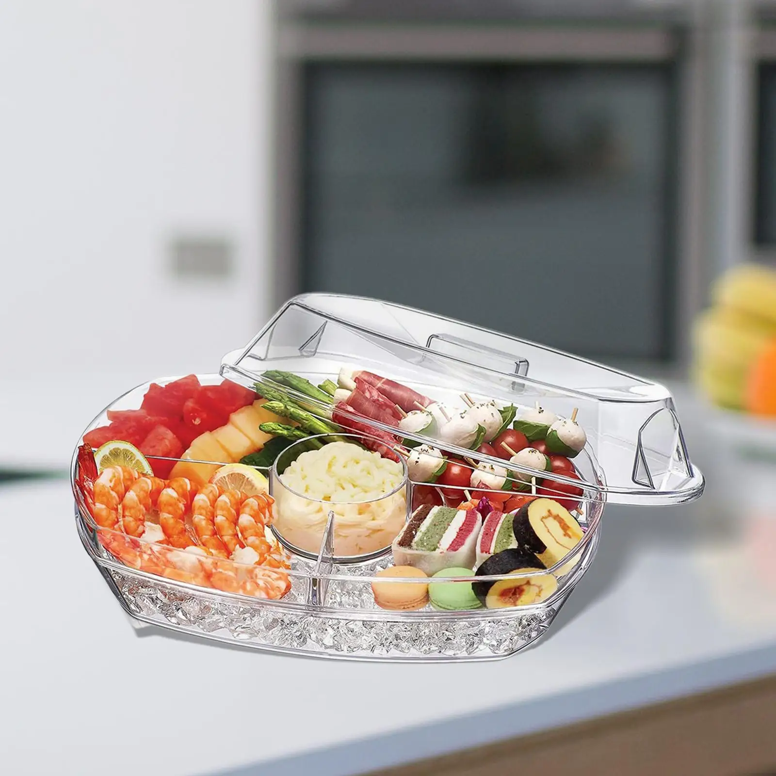 Cold Serving Tray Acrylic Veggie Tray for Vegetables Fruits Salad Outdoor Desserts