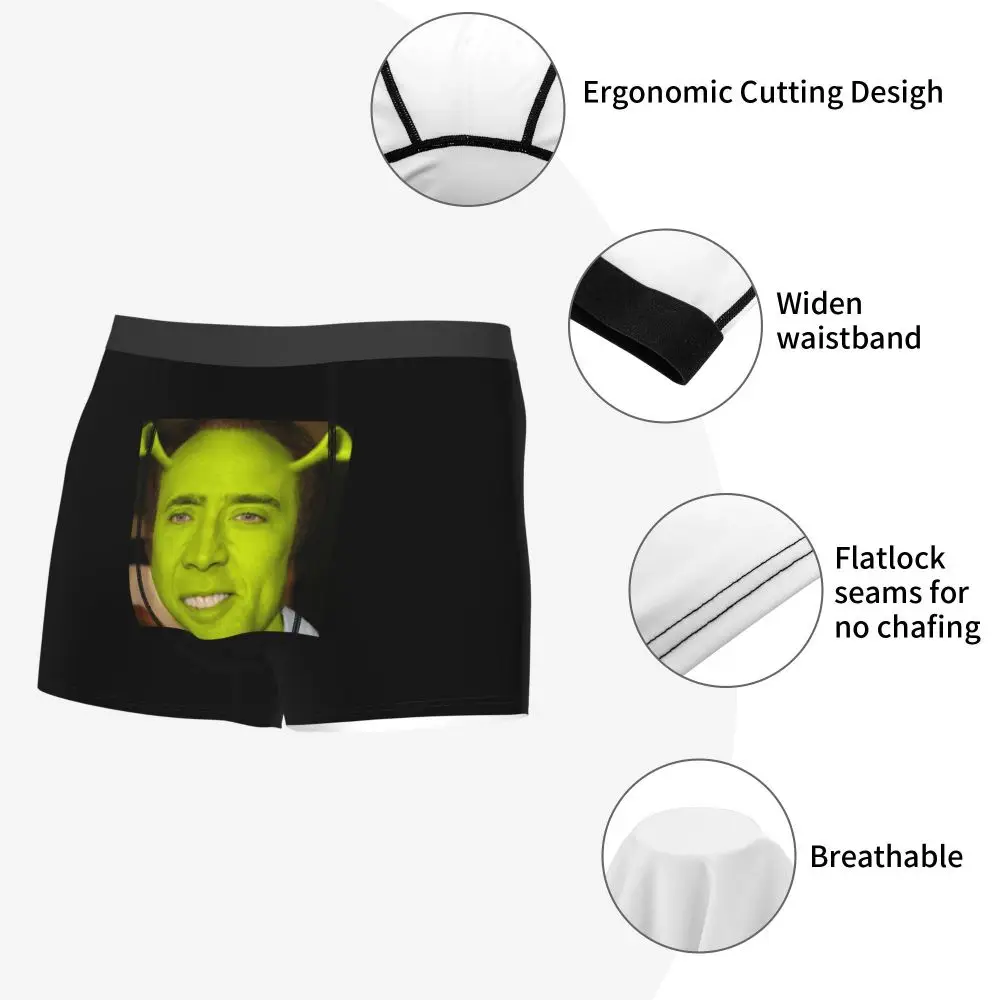 Humor Boxer Shorts Panties Briefs Men's Nicolas Cage Shrek Underwear Funny Meme Picolas Cage Mid Waist Underpants for Male mens boxers
