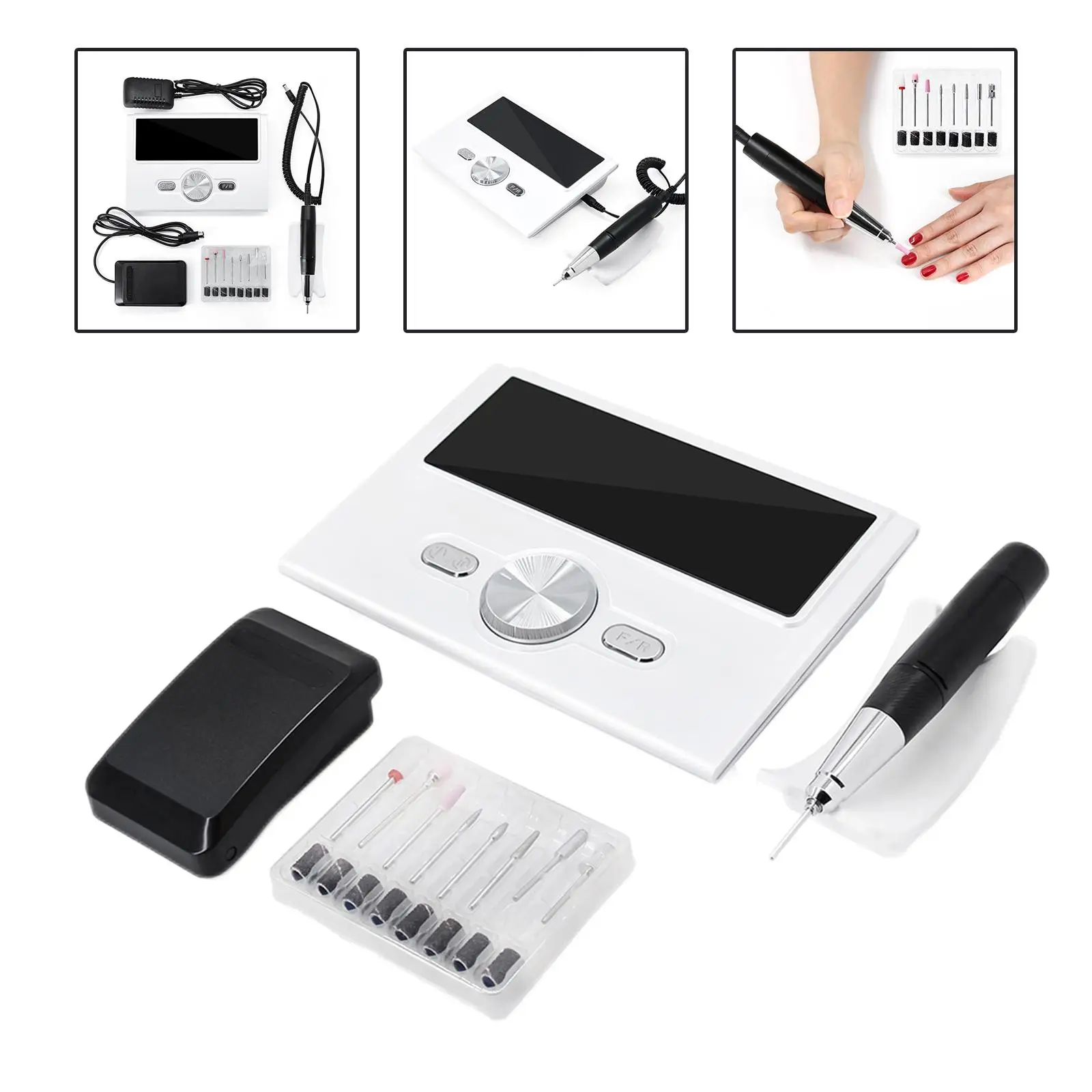 Professional Machine LED Display Low Noise for Acrylic Nails Gel Nail Manicure Low Vibration Nail File Drill Set