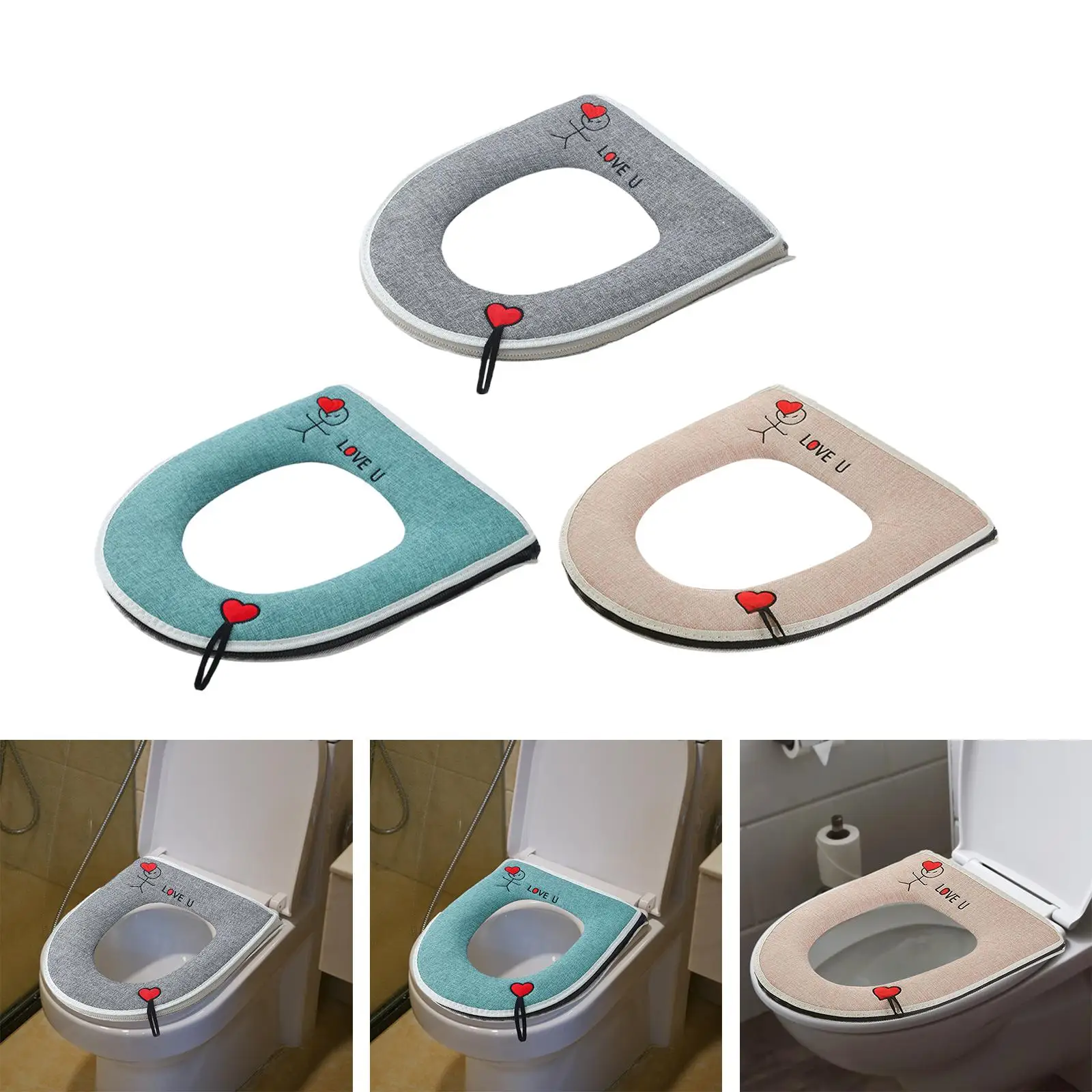 Toilet Seat Cushion Soft Easy Installation Foldable with Handle and Zipper Washable Warm Toilet Seat Covers for Hotel Household
