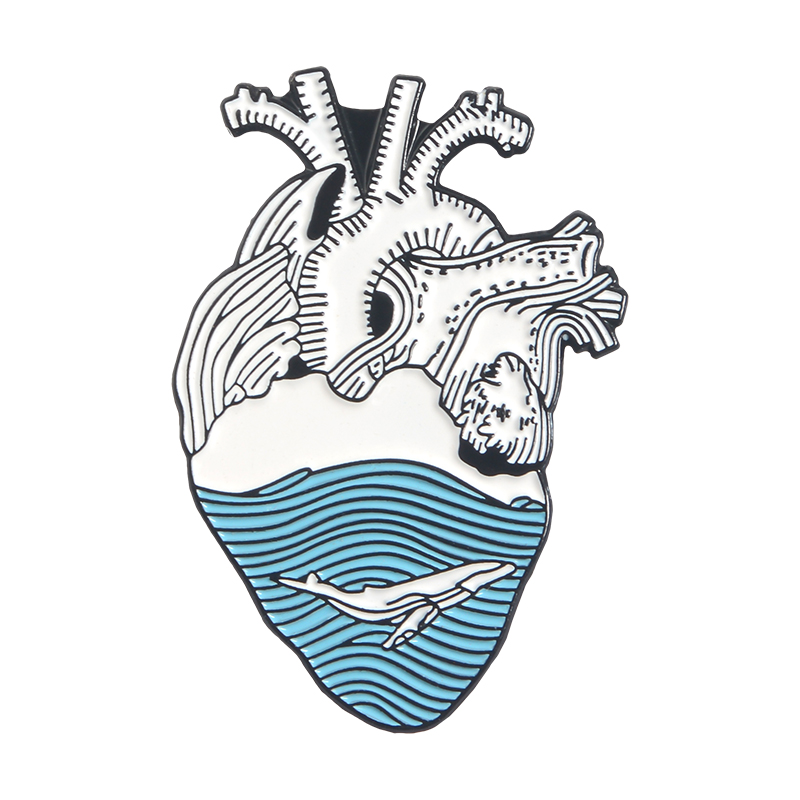 Fun Enamel Pin Organ Brain Heart Decorative Pins Lapel Badges