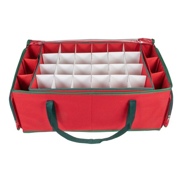 Ornament Storage Box with 48 Compartments and Dividers, Red Canvas -  AliExpress