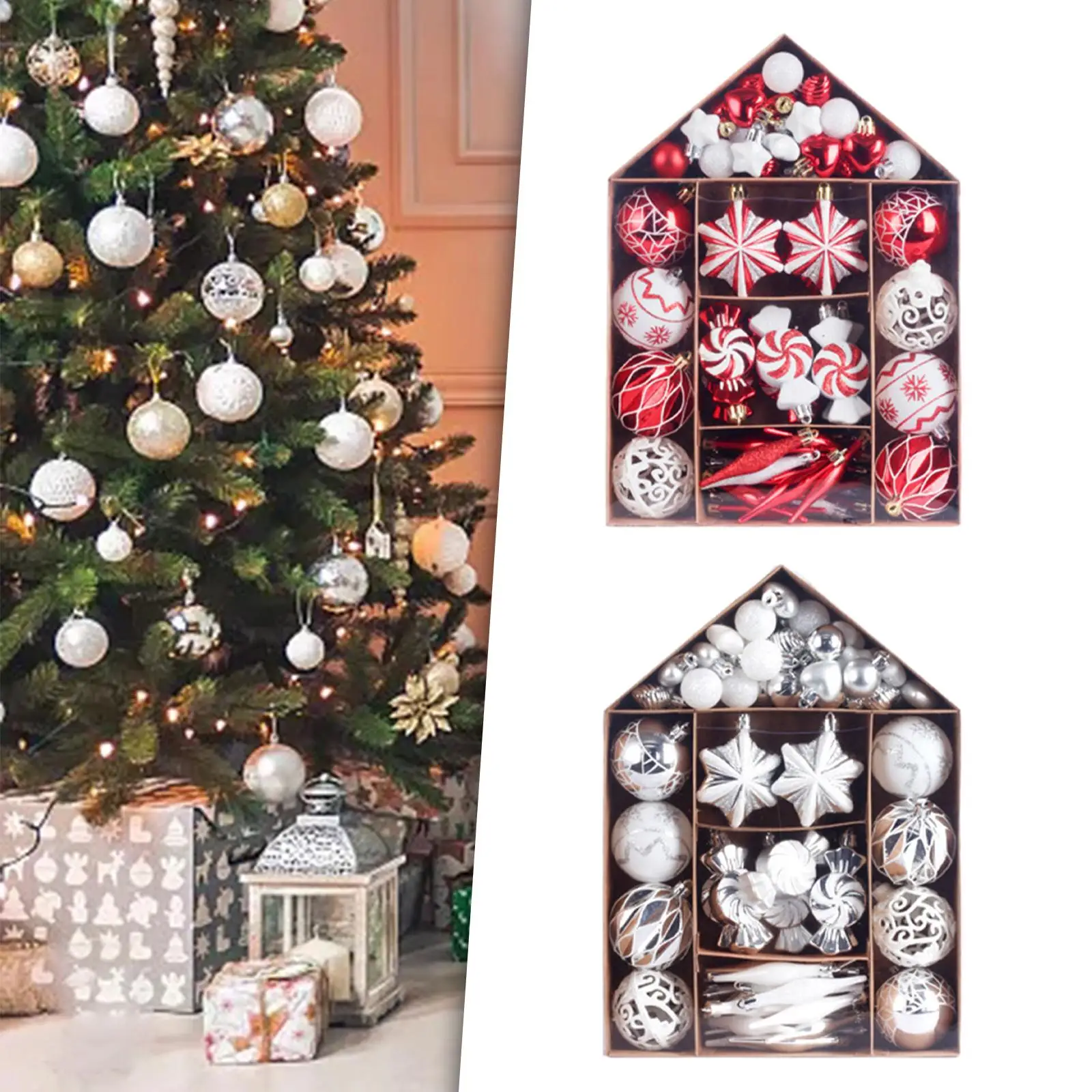 73 Pieces Christmas Tree Hanging Decorations Christmas Ball Ornaments Set for Birthday New Year Anniversary Holiday Indoor