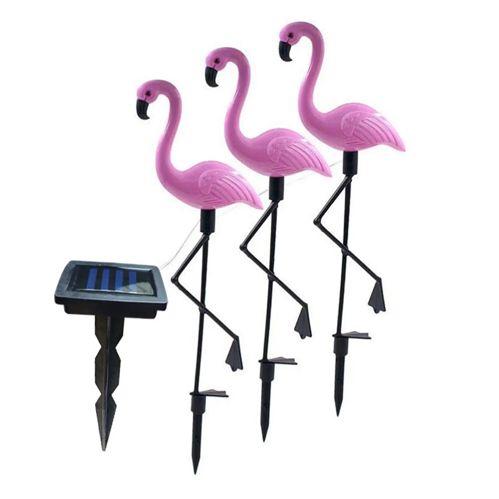 3 Pieces Flamingo Landscape Light Sturdy LED Lights Stake Light Waterproof Solar Power for Wedding Garden Lawn Outdoor