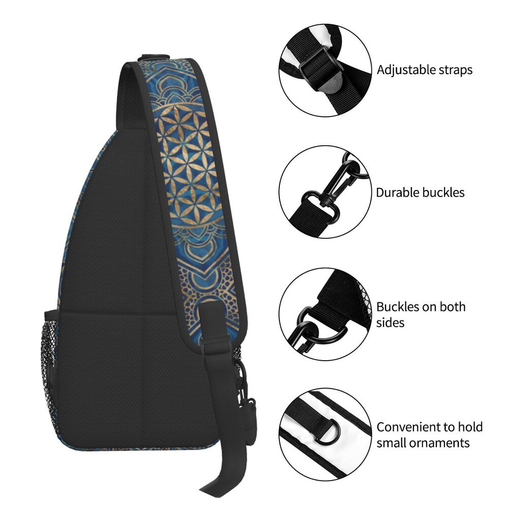 legal flor da vida em lotus mandala crossbody sling mochila men budismo ombro sacos de peito para viajar