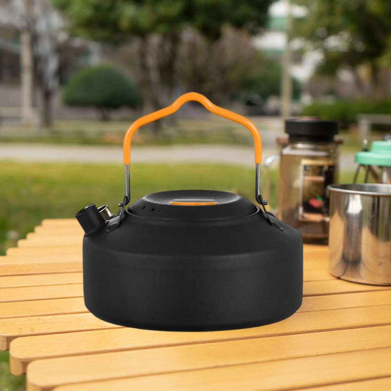 1L Camping Kettle Insulated Handle Teapot Stainless Steel Tea Kettle for Cooking Hiking Mountaineering Backpacking Travel