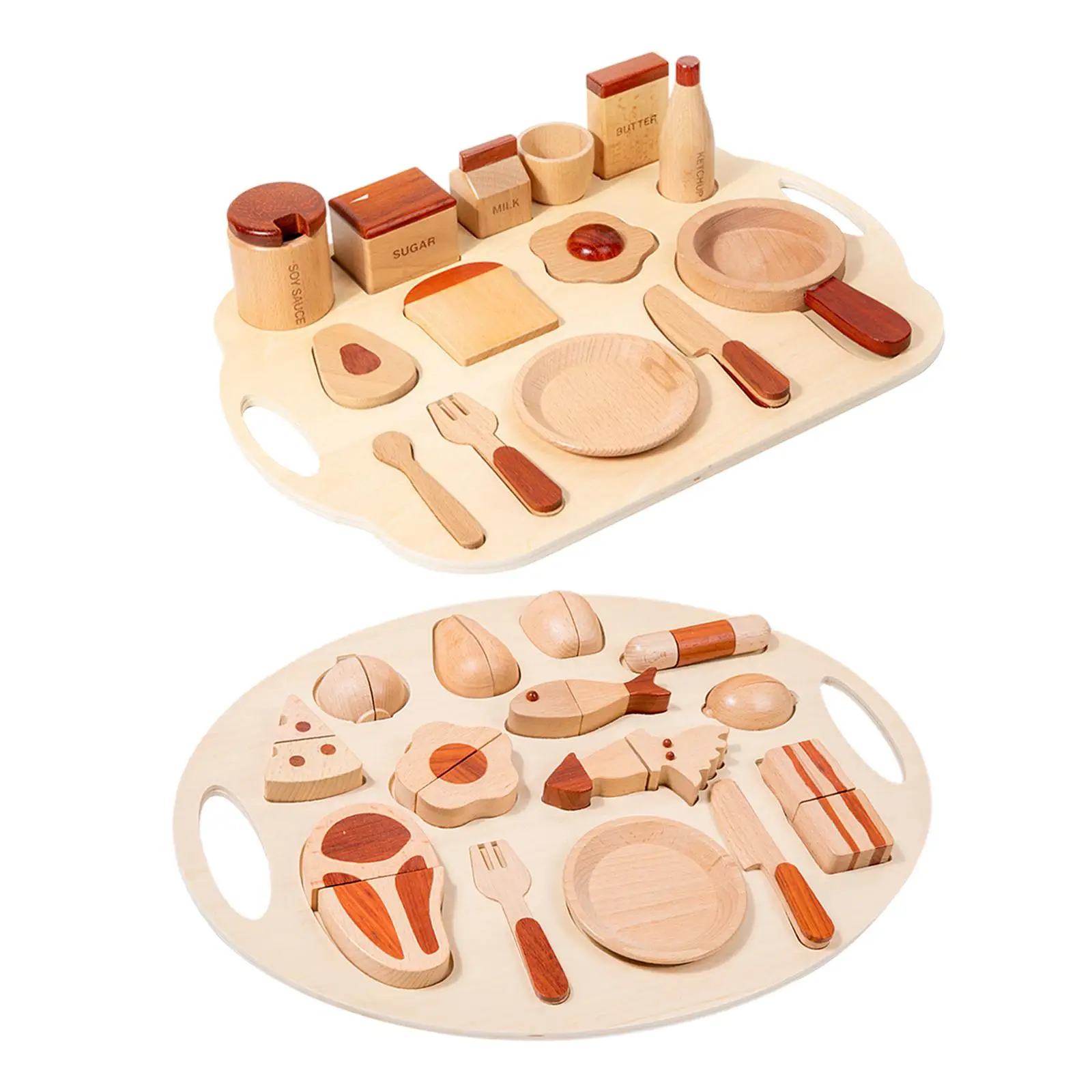 15Pcs Wooden Food Sets Mini Pretend Play Fake Fruit for Girls Boys Toddlers