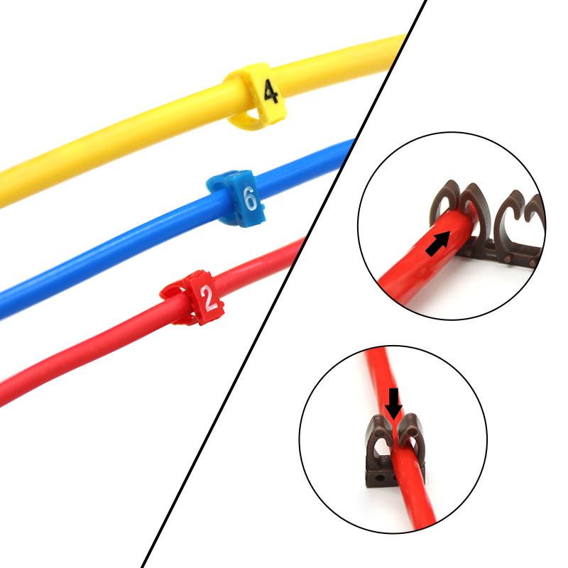 100/150 stücke Kabel Marker Bunte M-Typ Marker Nummer Tag Label Für 2-8mm Draht netzwerk Kabel Draht Marker Tag Label für Cat5 – Detail 5