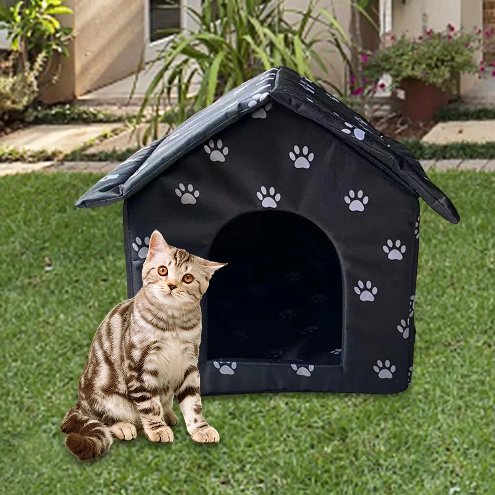 Oxford Cloth  House Stray Cats Shelter Versatile for Outdoor Indoor  zippered Connection Method