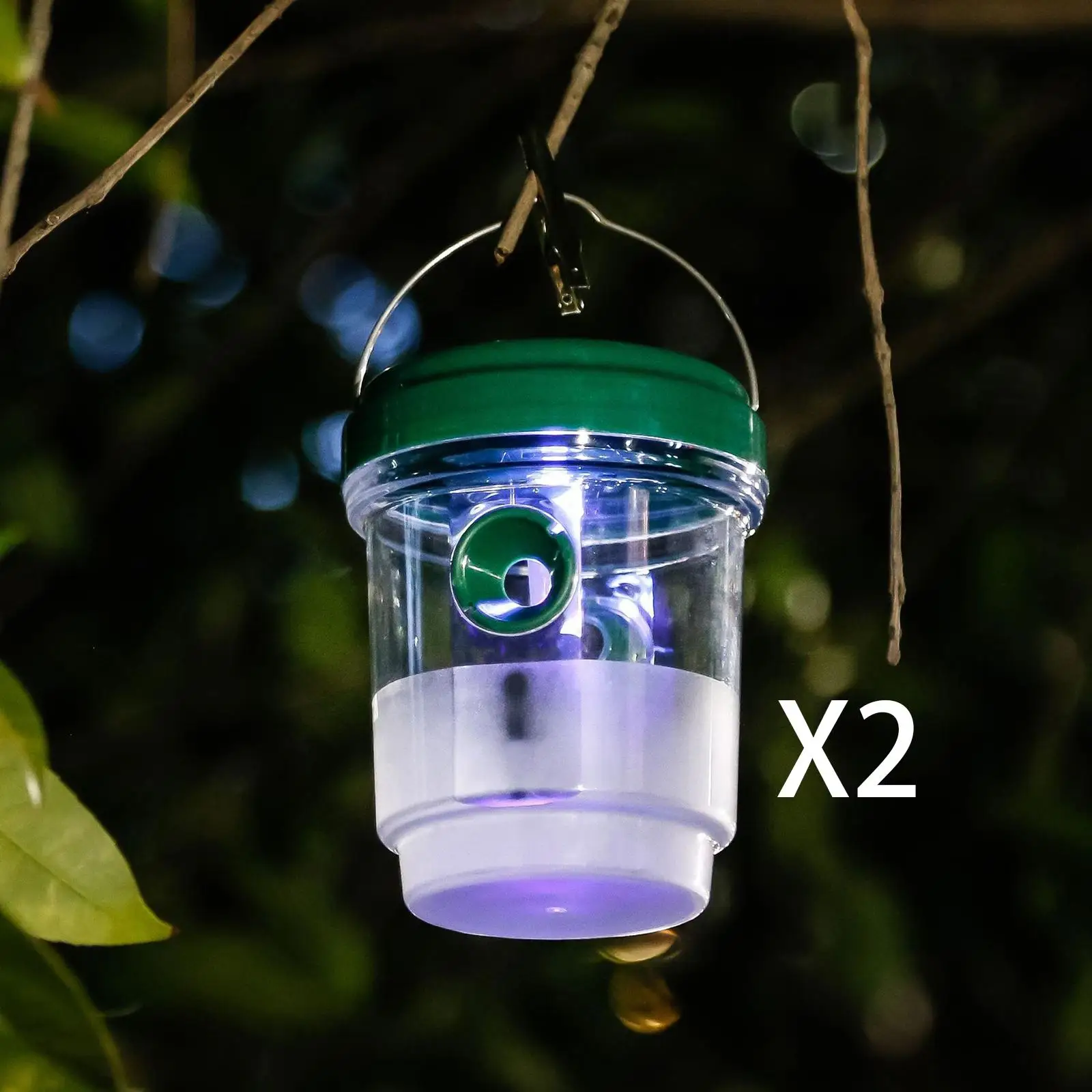 2x Solar Wasp Killer Fly Trap Reusable Fruit Fly Bee Trap Insect Catching Lamp Hanging Wasp Trap Catcher for Outdoor Garden