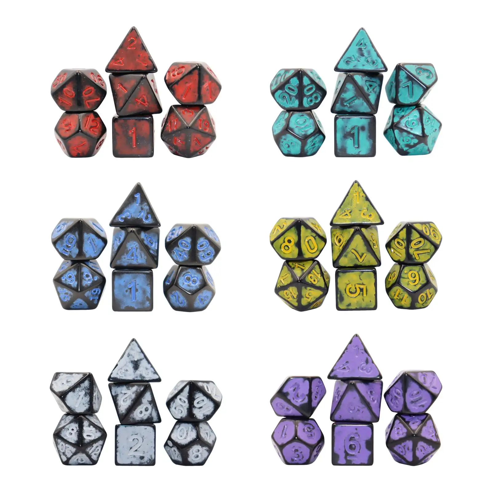 7Pcs Polyhedral Dices Set Entertainment Toy Game Dices D4~D20 for Table Game