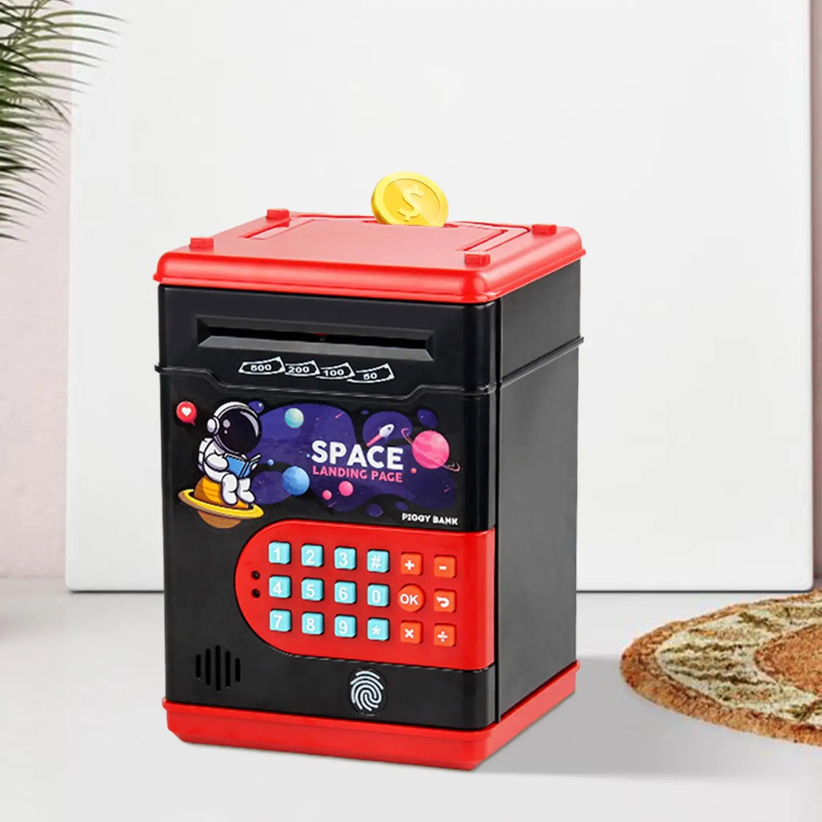 Cash Coins Can with Fingerprint Password Protection Atm Box Kids ATM Machine for Boys Children Girls Age 3+ Birthday Gifts