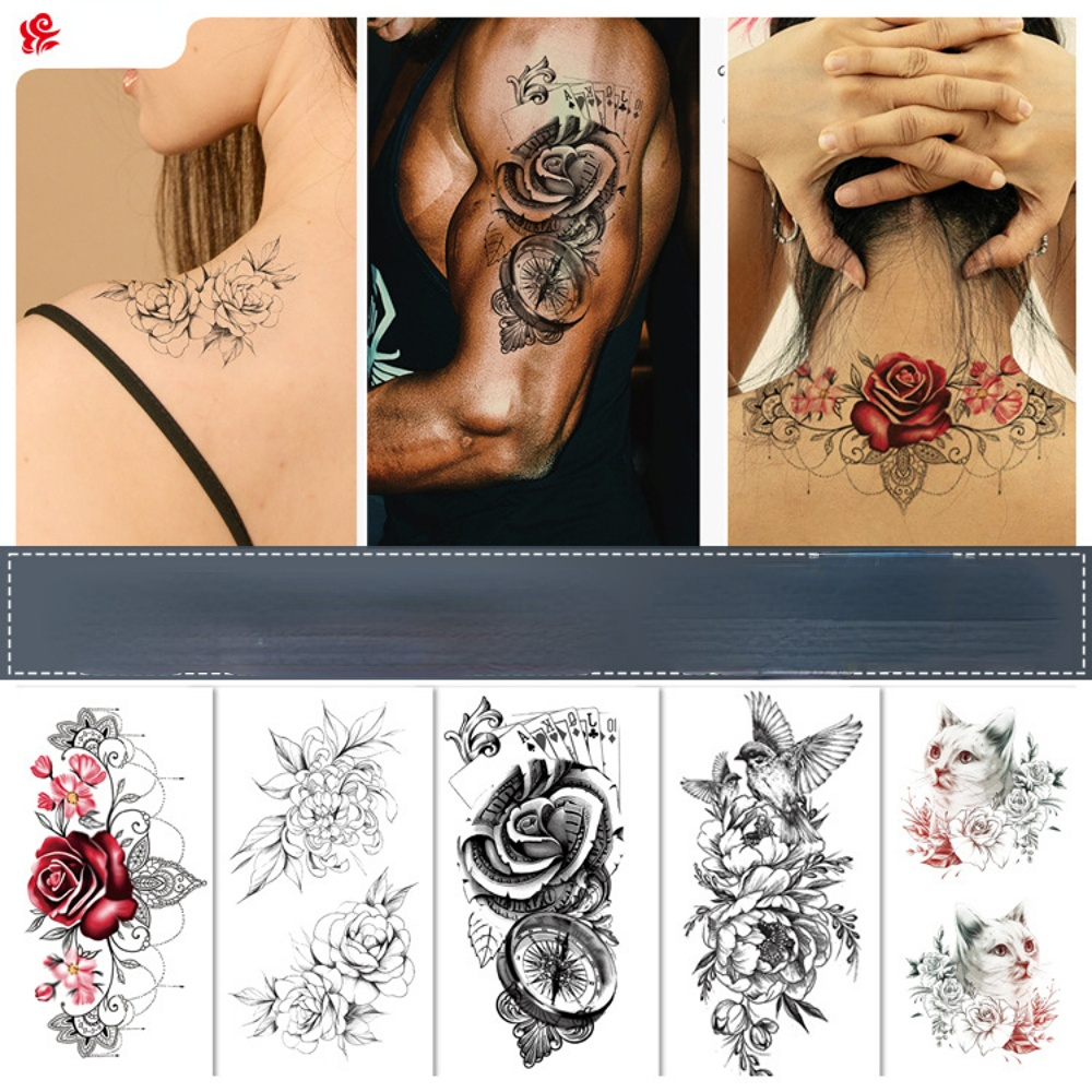 Best of Waterproof Temporary Tattoo Stickers Color Flower Tattoo Sticker Disposable Tatto Sticker Waterproof Sweat Black White Tattoos Reviews & Tips