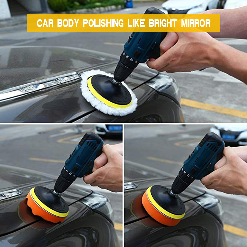 Car Waxing Sponge Pad Polishing Kit Auto Detailing Sandpaper Buffing Sanding Disc Polisher Drill Adapter Headlight Restoration