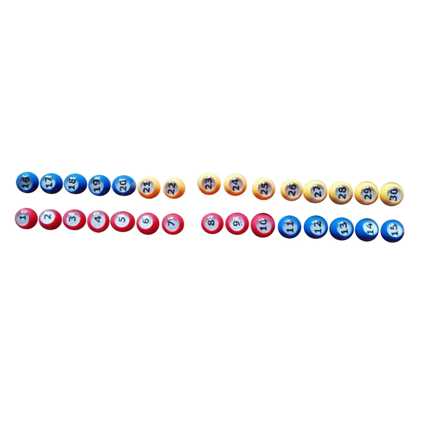 30x Bingo Ball Replacement Equipment with Easy Read Window Raffle Balls for Household Office Birthday Traveling Entertainment
