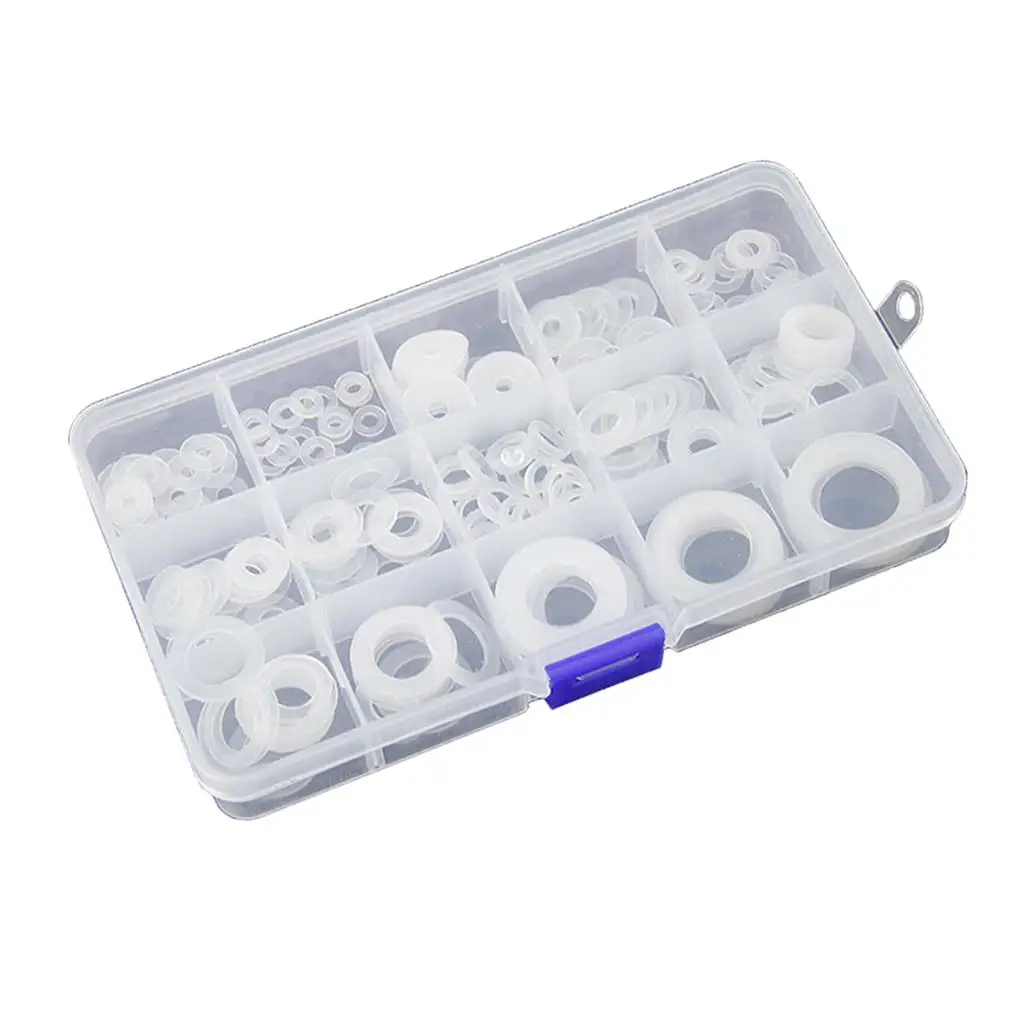 250 Pieces Nylon Washer Round Washer Sealing  with Storage Box