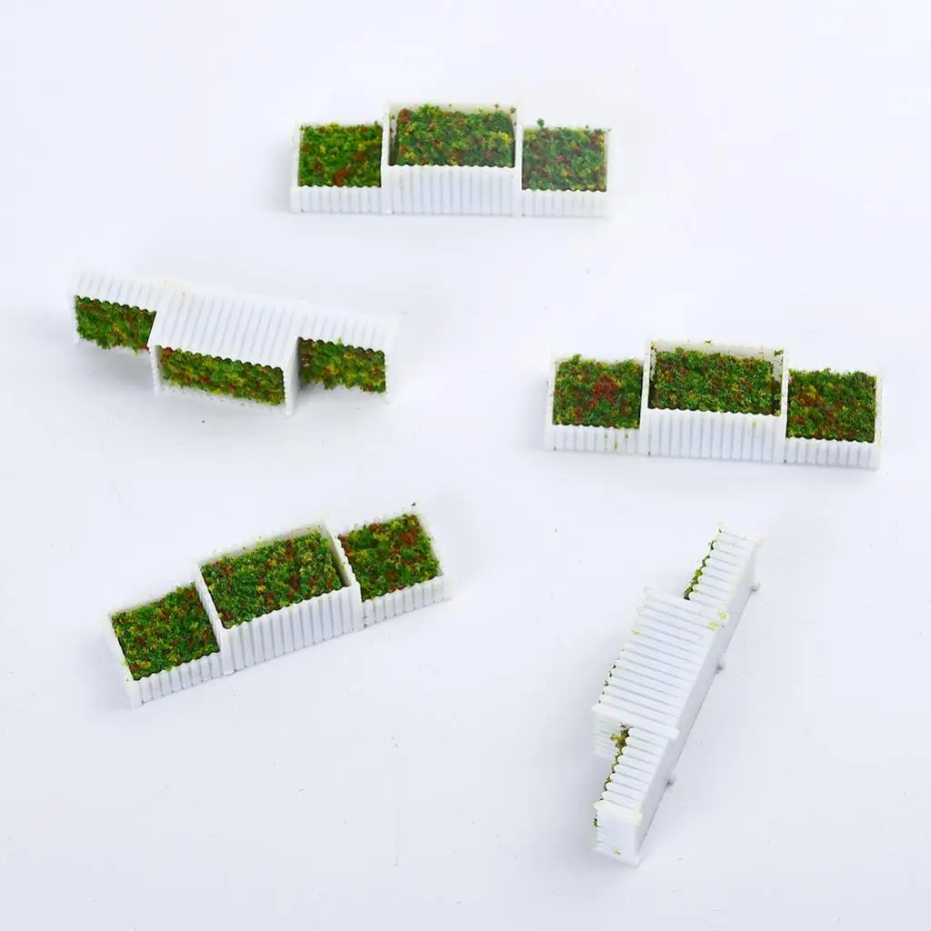 5 Packs Plastic Z Scale 1:200 Flower Beds Plant for Parking Layout Dollhouse 