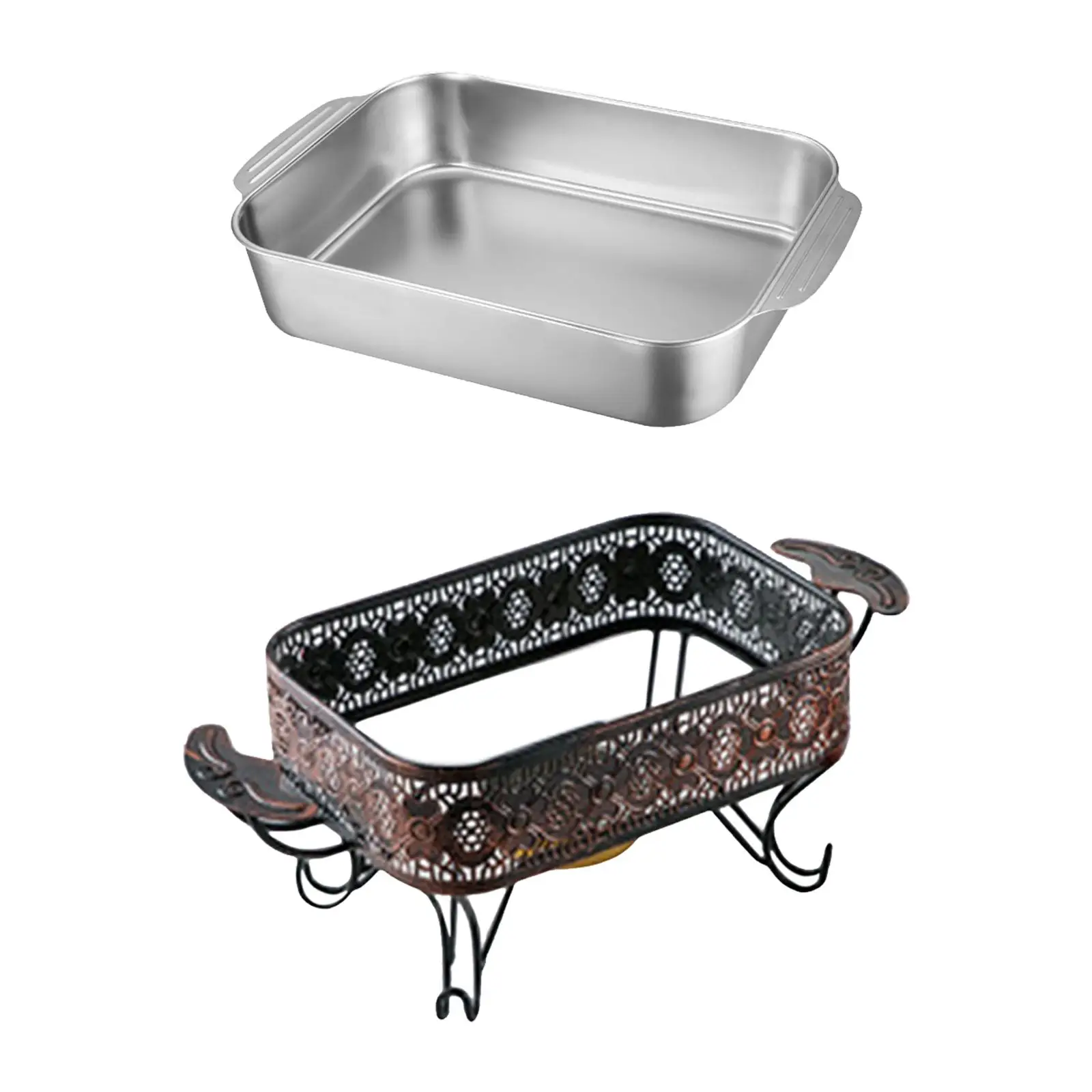 Rectangle Stainless Steel Fish Grill Roasting Pan with Handles Convenient Cleaning Exquisite Craft Brushed Surface Accessories