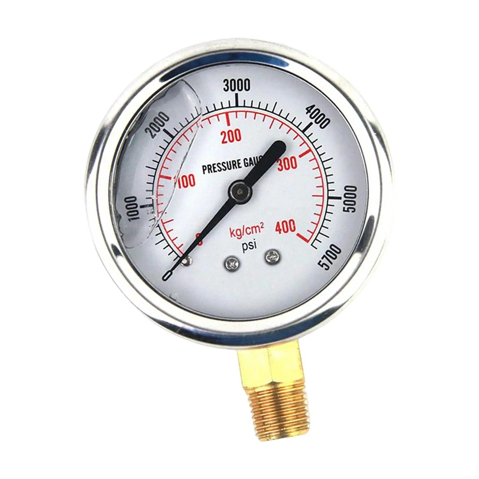 Professional Hydraulic Pressure Gauge Automotive Water Pressure 1/4in NPT Lower Mount US Standard Thread Liquid Filled Universal