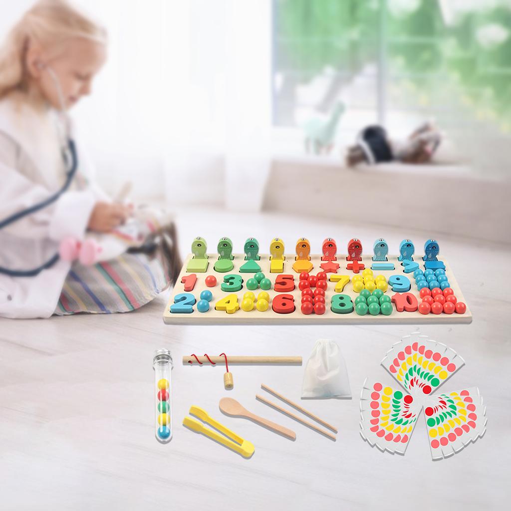 Montessori Educational Wooden Toys For Kids Board Math Fishing Count Numbers Matching Match Early Education Toy