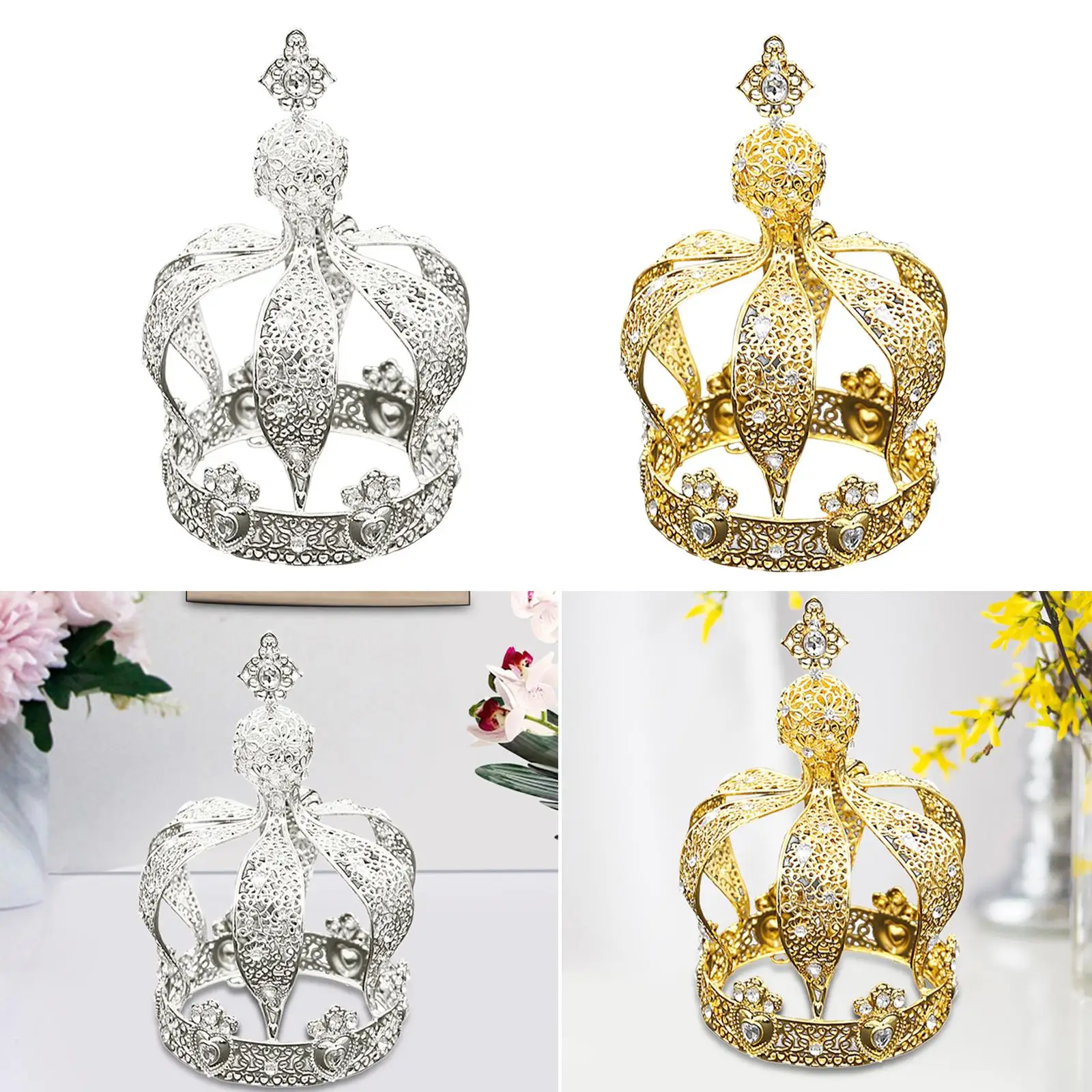 Crown Cake Topper Cupcake Decorations Alloy Cake Ornament Princess Crown for Birthday Party Anniversary Cosplay Themed Parties