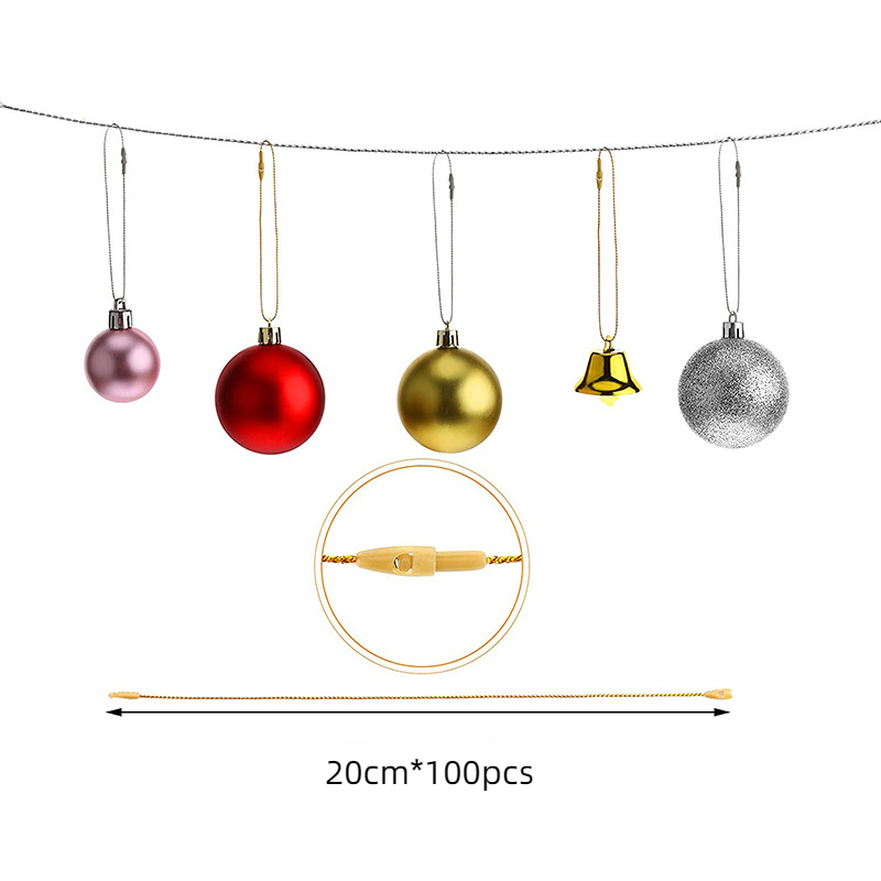 100Pcs 20CM Tag Seile Weihnachten Baum Ball Ornamente Aufhänger String Band Haken Vorgeschnitten Mit Snaps Locking Für weihnachten Label Lanyard – Detail 2