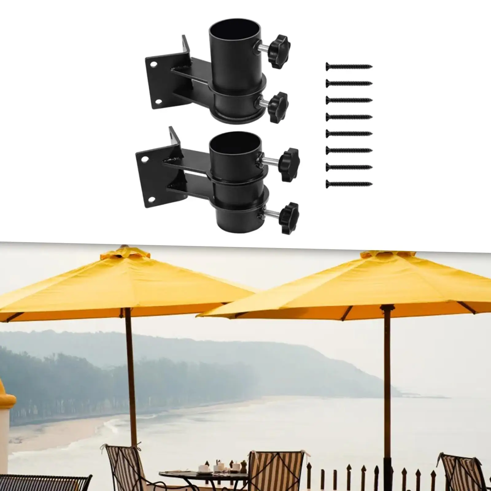 Umbrella Base Stand with Screws Heavy Duty Pole Holder Sun Shelter Umbrella Clamp for Outside Outdoor Balcony Backyard Equipment