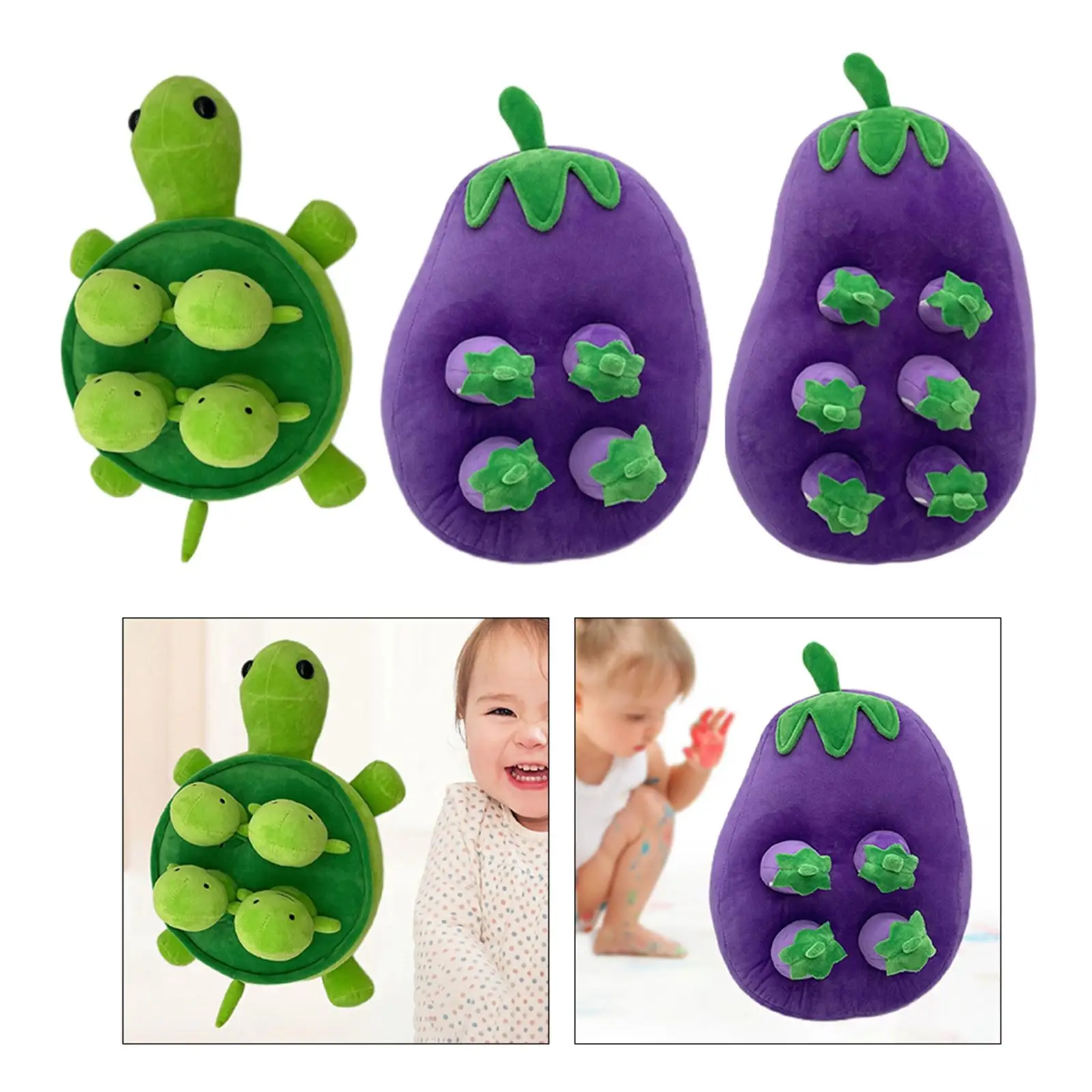 Plush Toy Vegetable Fruit Molars Toy Hands-On Ability Snuffle Mat Plush Parent-Child Toys Turtle Eggplant Plushtoy for Dog Pet