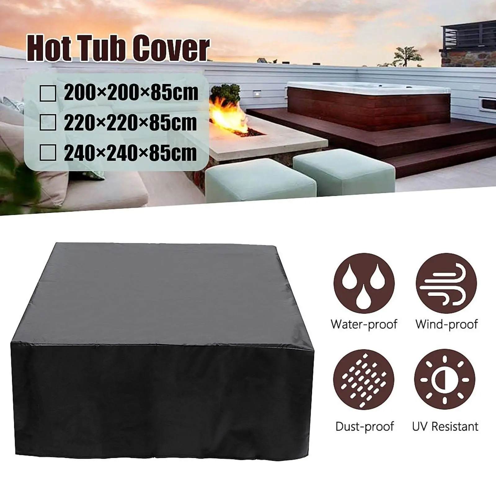 Hot Tub Cover  Protective Cover Windproof Guard Bathtub for 