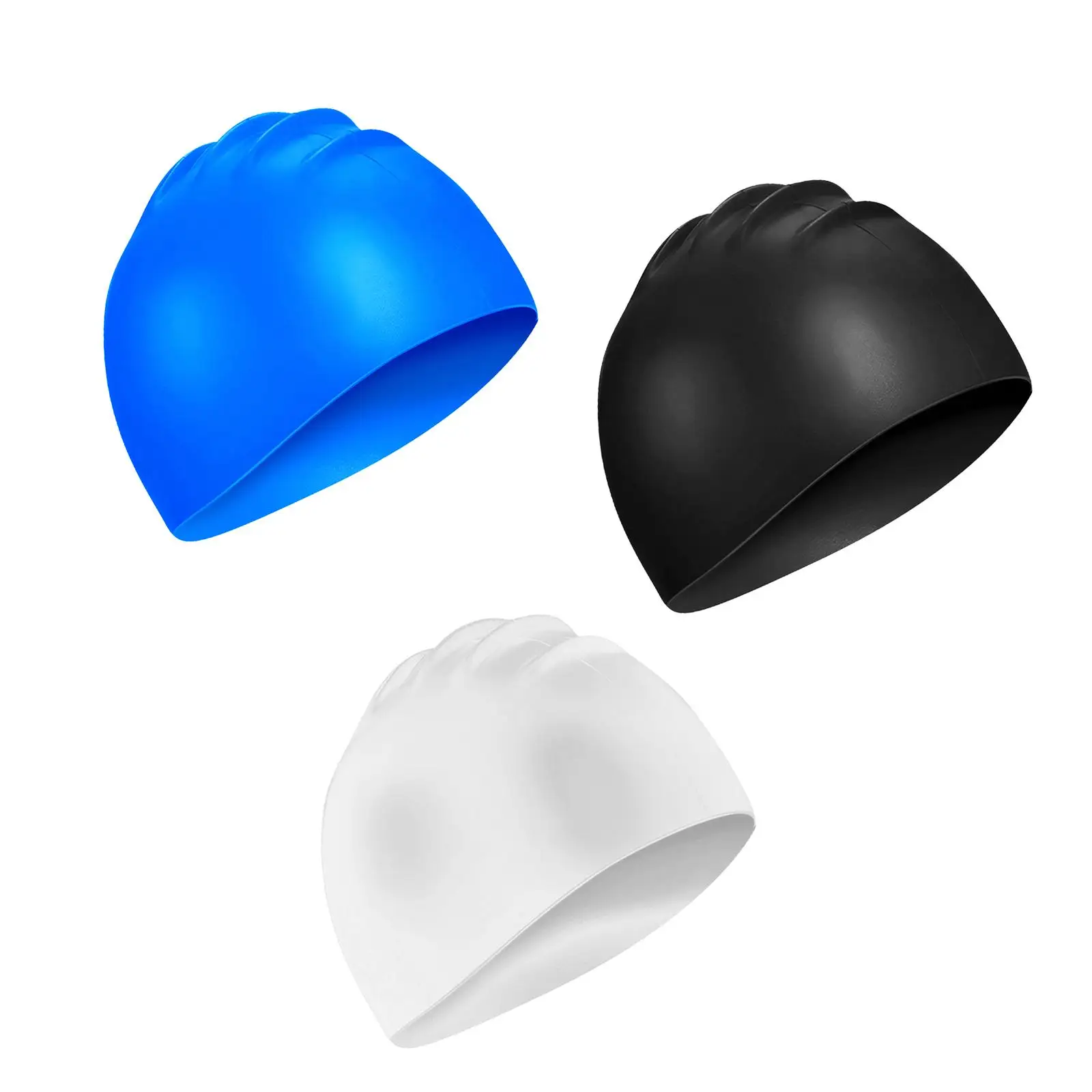 Swimming Caps Silicone Comfortable Shaped Non Slip for Long Hair Solid Color