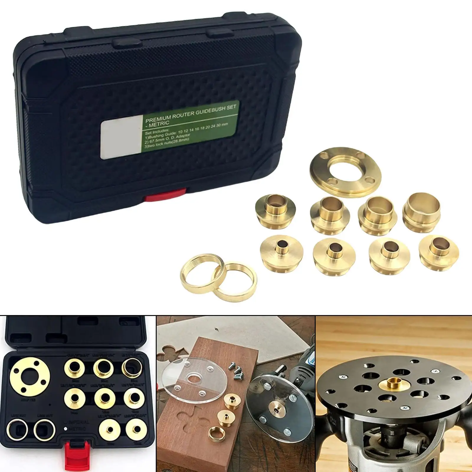 11Pcs/set Brass Router Template Guides 10-30mm Bushings Accessories Equipment for Wood Working