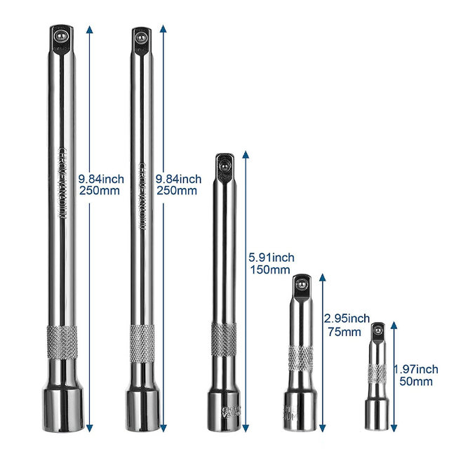 1/4 3/8 1/2 Set di prolunghe per chiavi a cricchetto a bussola barra di  prolunga, 50/100/150/250mm chiave a cricchetto strumento manuale per  Extender a bussola