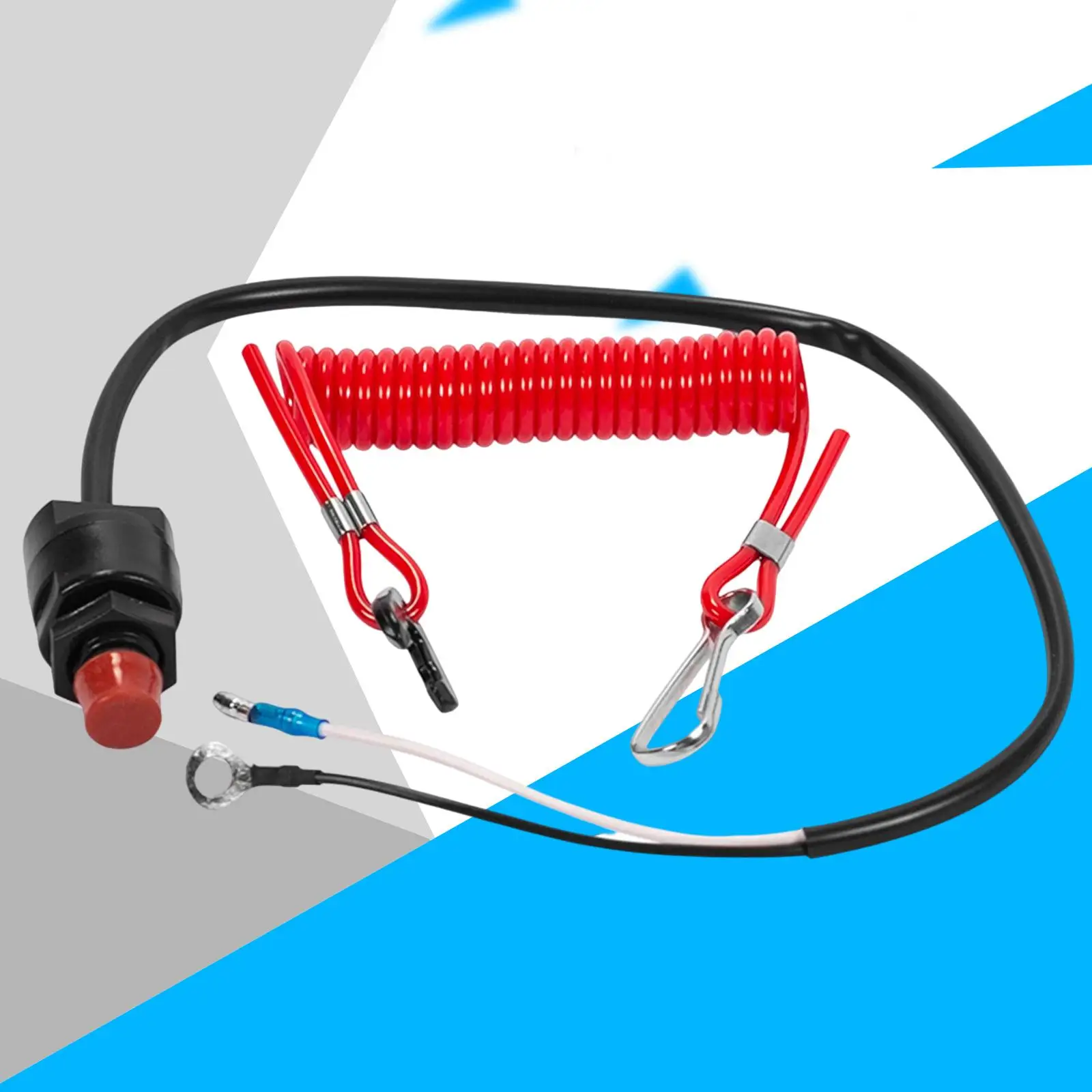 Flameout Switch Emergency Red Ignition Rope Cut Out for Boat Outboard