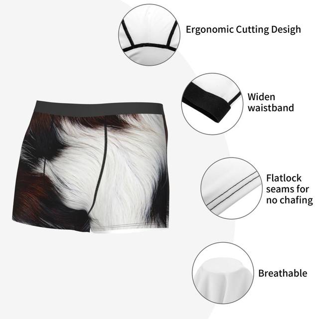 Male Cool Smooth Cow Fur In Brown And White Colors Underwear Boxer Briefs  Men Breathbale 3D Print Shorts Underpants