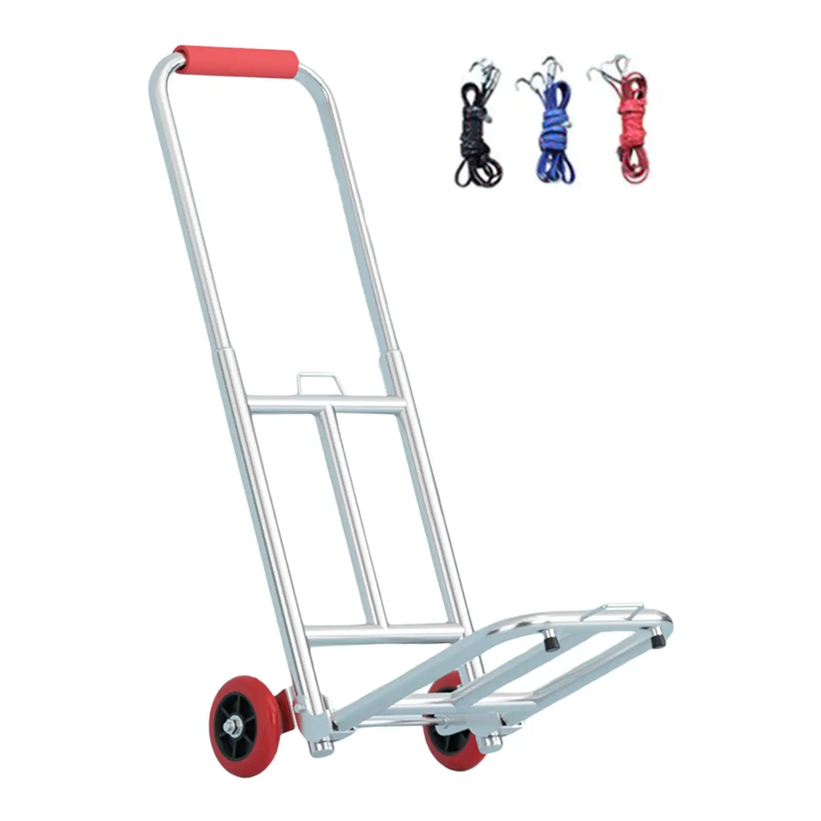 Foldable Hand Cart Compact with Rope Luggage Cart for Office Travel Shopping