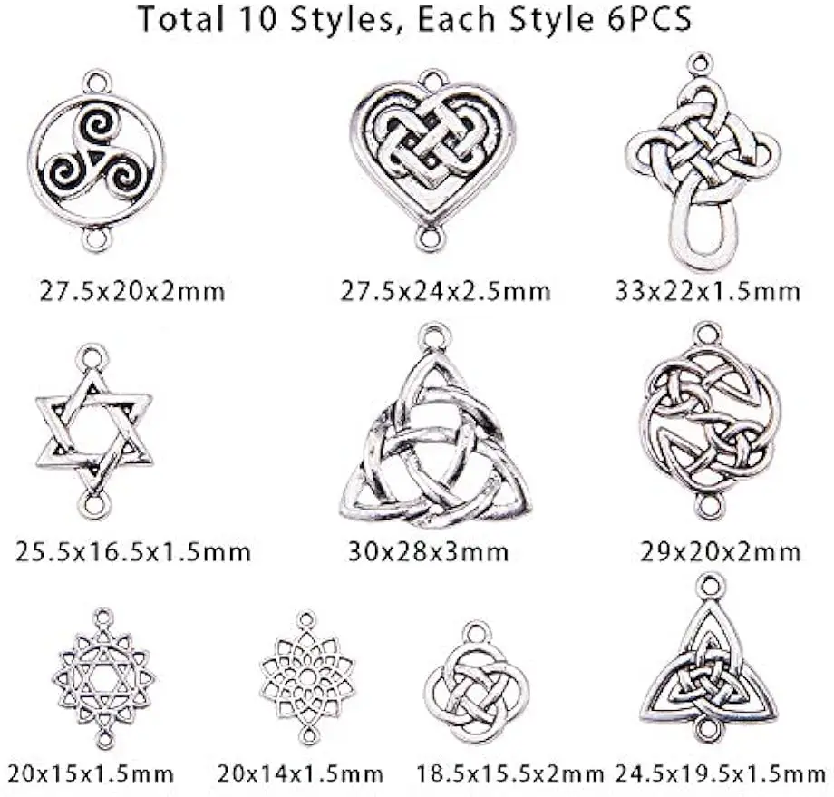 Celtic Knot Connect Charms Findings, Prata antiga,
