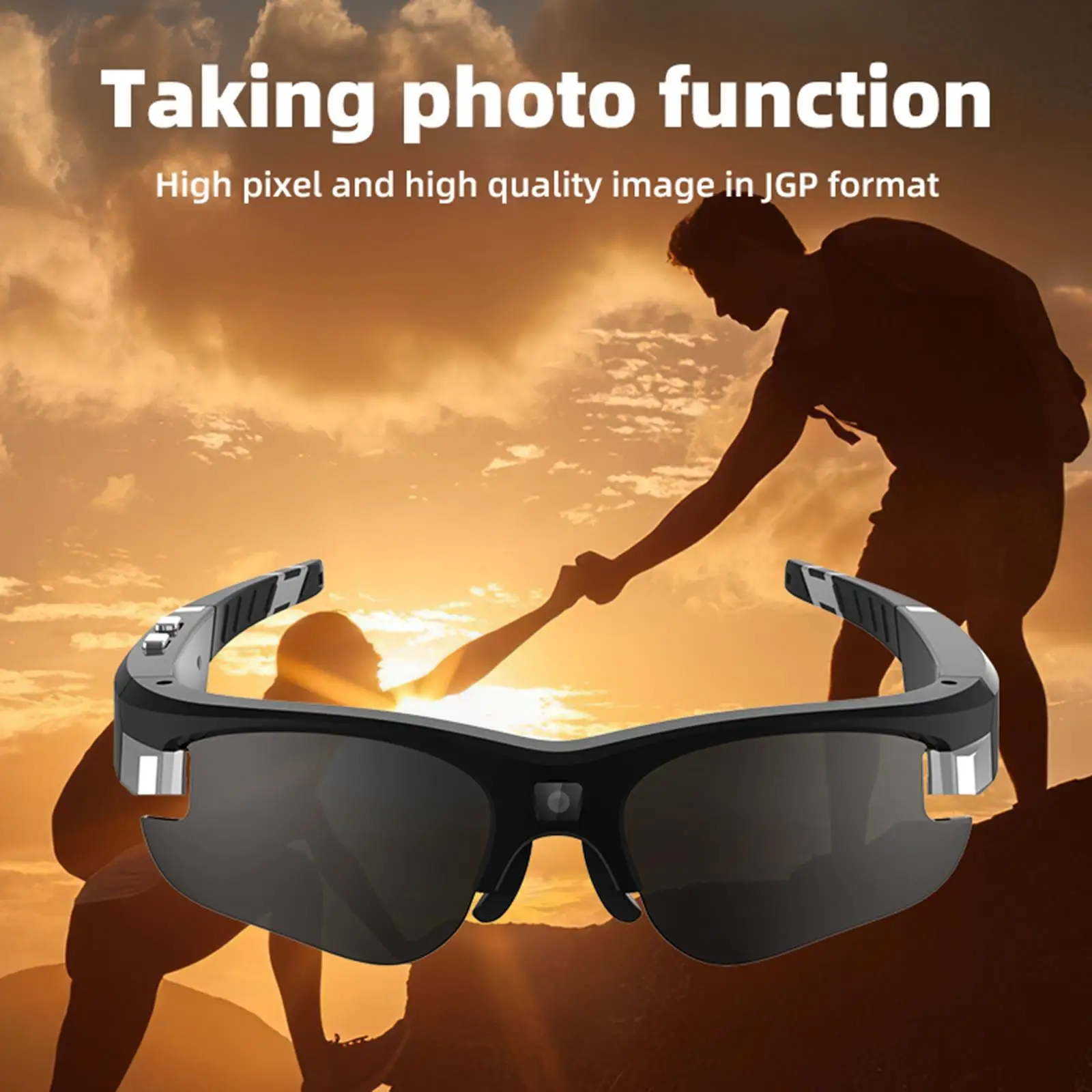 Video Camera Sunglasses 1080P HD 120° Wide Angle Lens Video Recording Sports Camera Glasses Smart Sunglasses for Outdoor Sports
