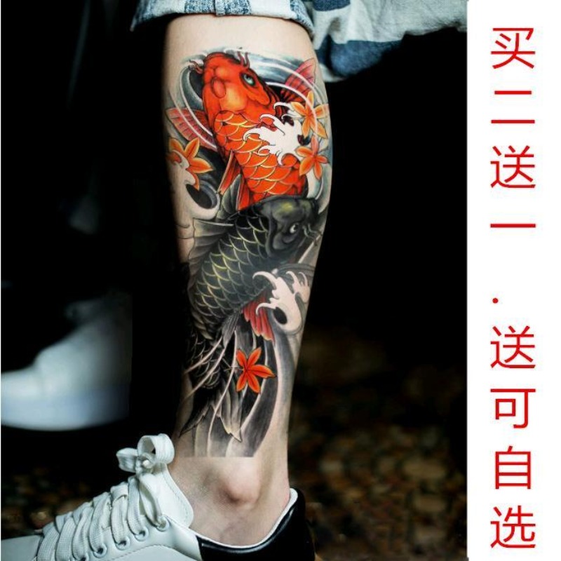 Goldfisch Koi Karpfen Tattoo Aufkleber Dauerhafte Fake Tattoo für Frau Mann Knöchel Temporäre Tattoo Kunst Faux Tattoos Wasserdicht Tatuajes – Detail 1