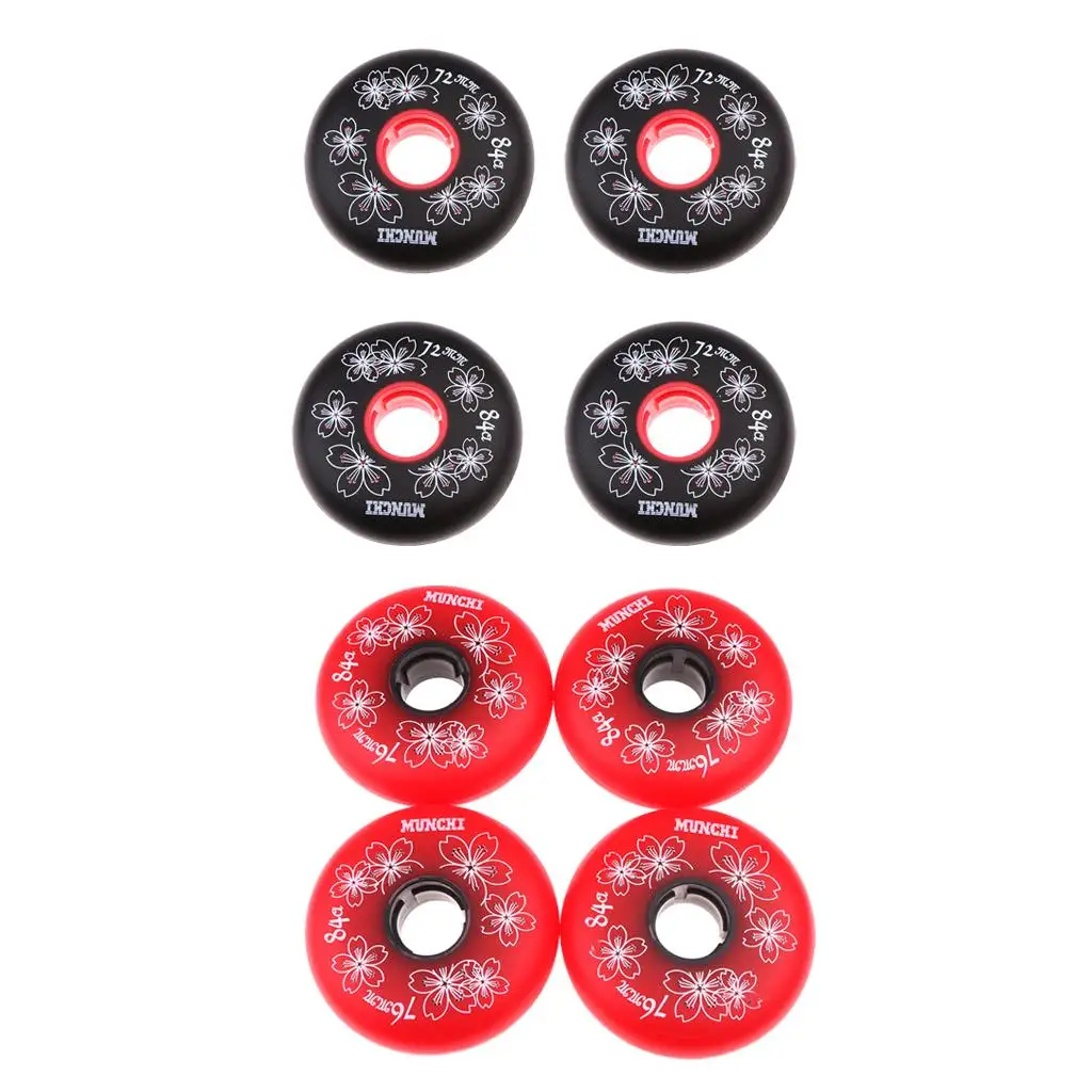 Durable 4 Pcs Inline Roller Hockey Fitness Skate Replacement Wheel 84A 72/7680mm for Kids Ice Hockey Skating Board Accessories